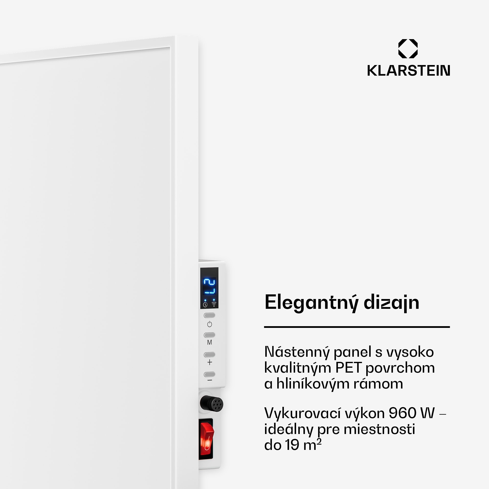 Klarstein Wonderwall 960 Smart, infračervený ohrievač, 80 x 120 cm, 960 W, týždenný časovač, IP24, biely – Obrázok 3
