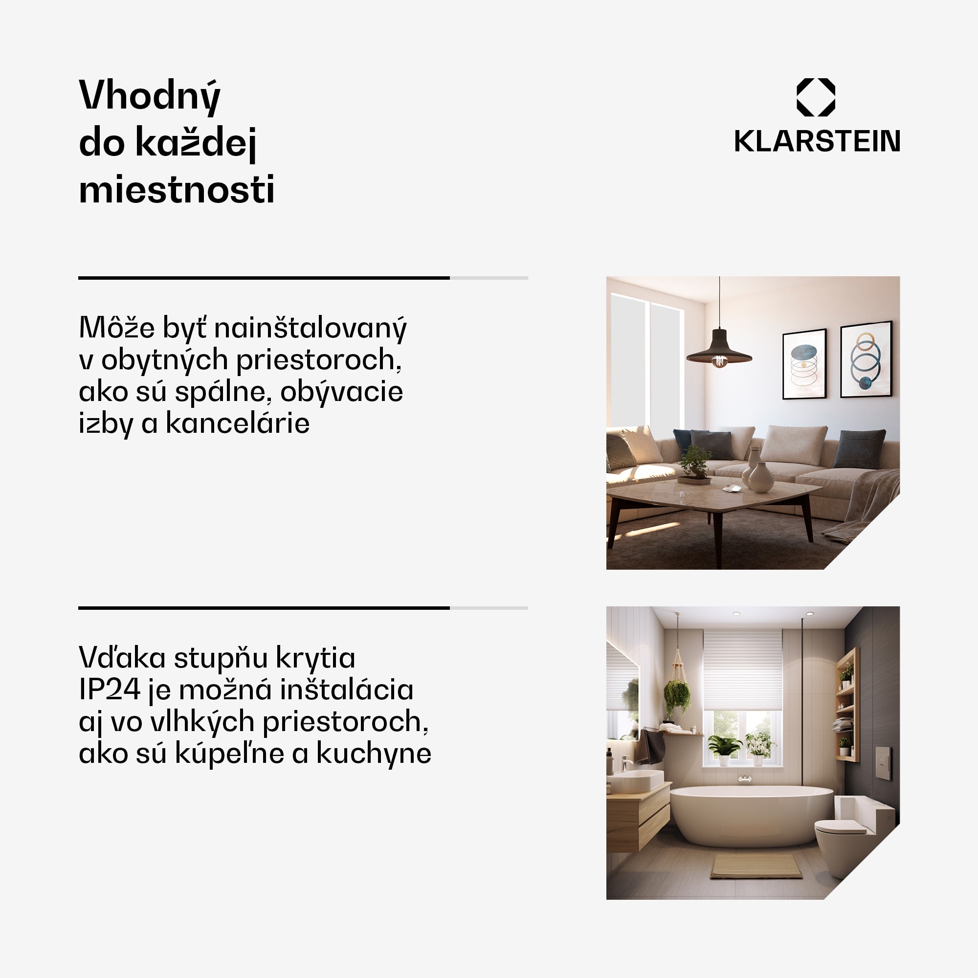 Klarstein Wonderwall 960 Smart, infračervený ohrievač, 80 x 120 cm, 960 W, týždenný časovač, IP24, biely – Obrázok 5