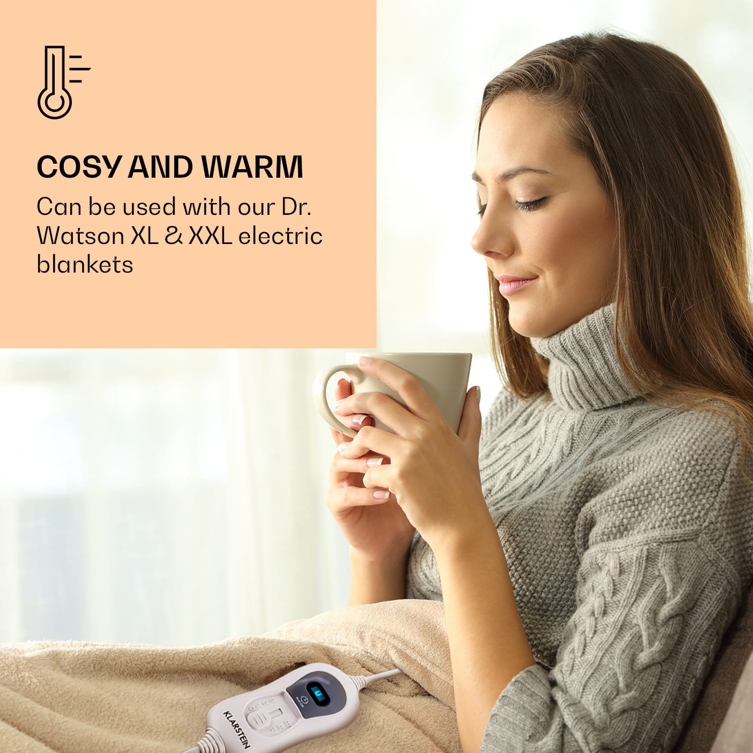 Klarstein Diaľkové ovládanie k výhrevným dekám Dr. Watson XL a XXL, náhradný diel, LED displej, 2 m, odnímateľný – Obrázok 2