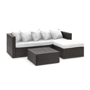 Blumfeldt Theia Lounge Set, záhradná sedacia súprava, rohový gauč, stolček, 5 vankúšov, čierna