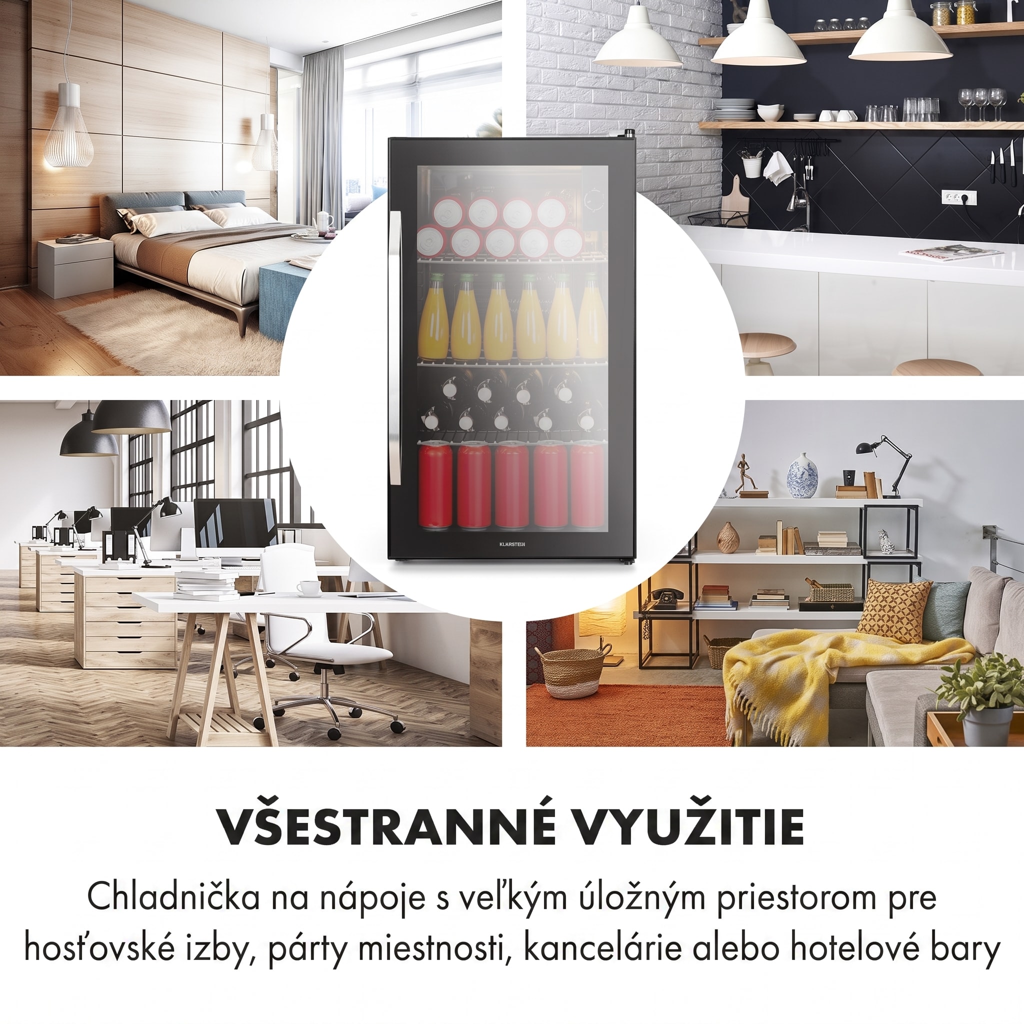 Klarstein Beersafe XXL Onyx, chladnička, energet. trieda E, 3 kovové police, panoramatické sklenené dvierka – Obrázok 2