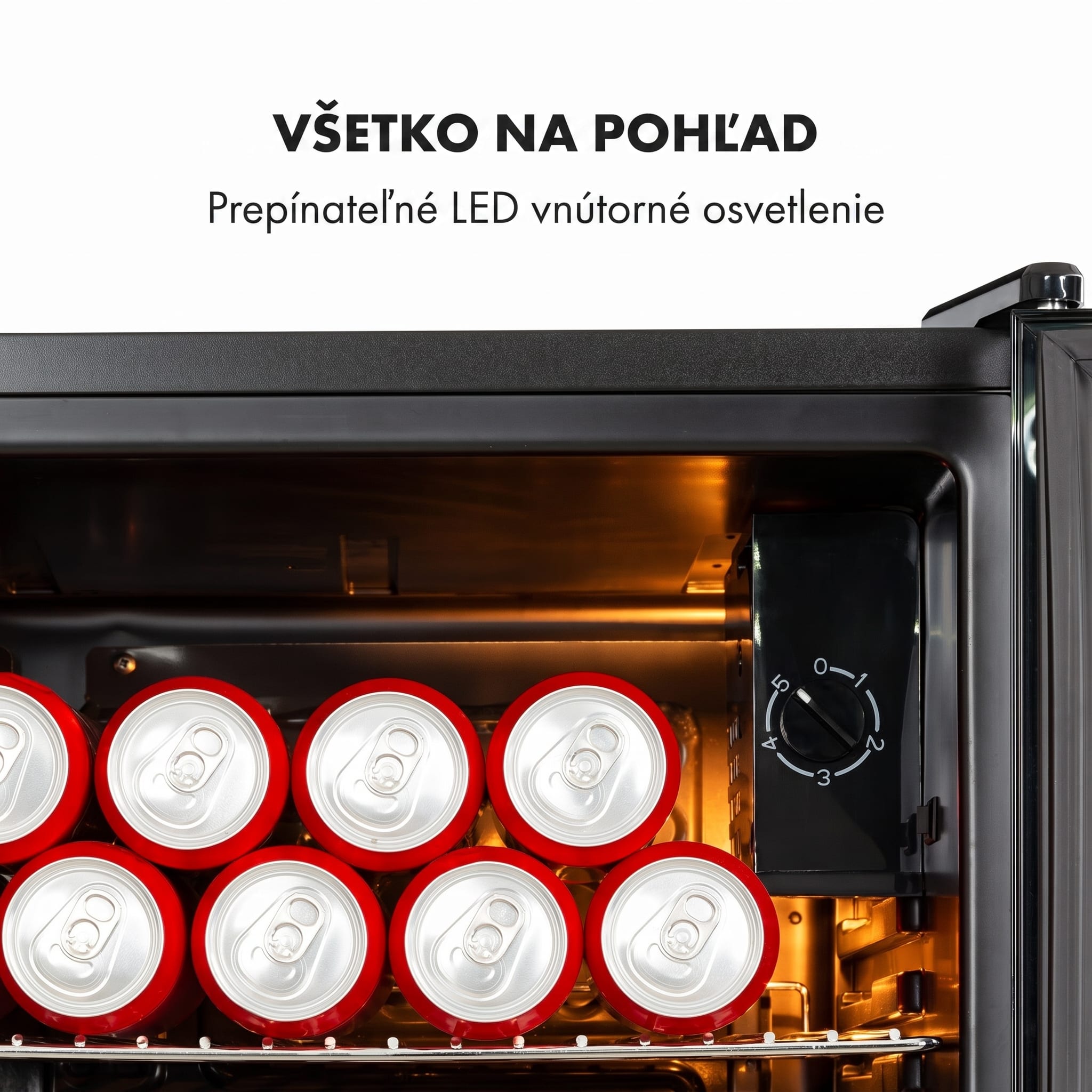 Klarstein Beersafe XXL Onyx, chladnička, energet. trieda E, 3 kovové police, panoramatické sklenené dvierka – Obrázok 4