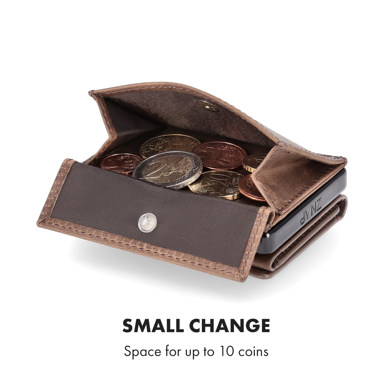 Slimpuro Coin Pocket s ochrannou kartou RFID pre ZNAP Slim Wallets 8 a 12, spínací gombík – Obrázok 4