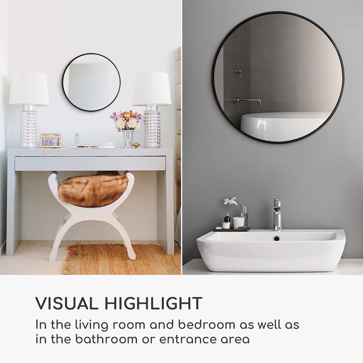 Casa Chic Fournier, nástenné zrkadlo s kovovým rámom, okrúhle, Ø 40 cm – Obrázok 3