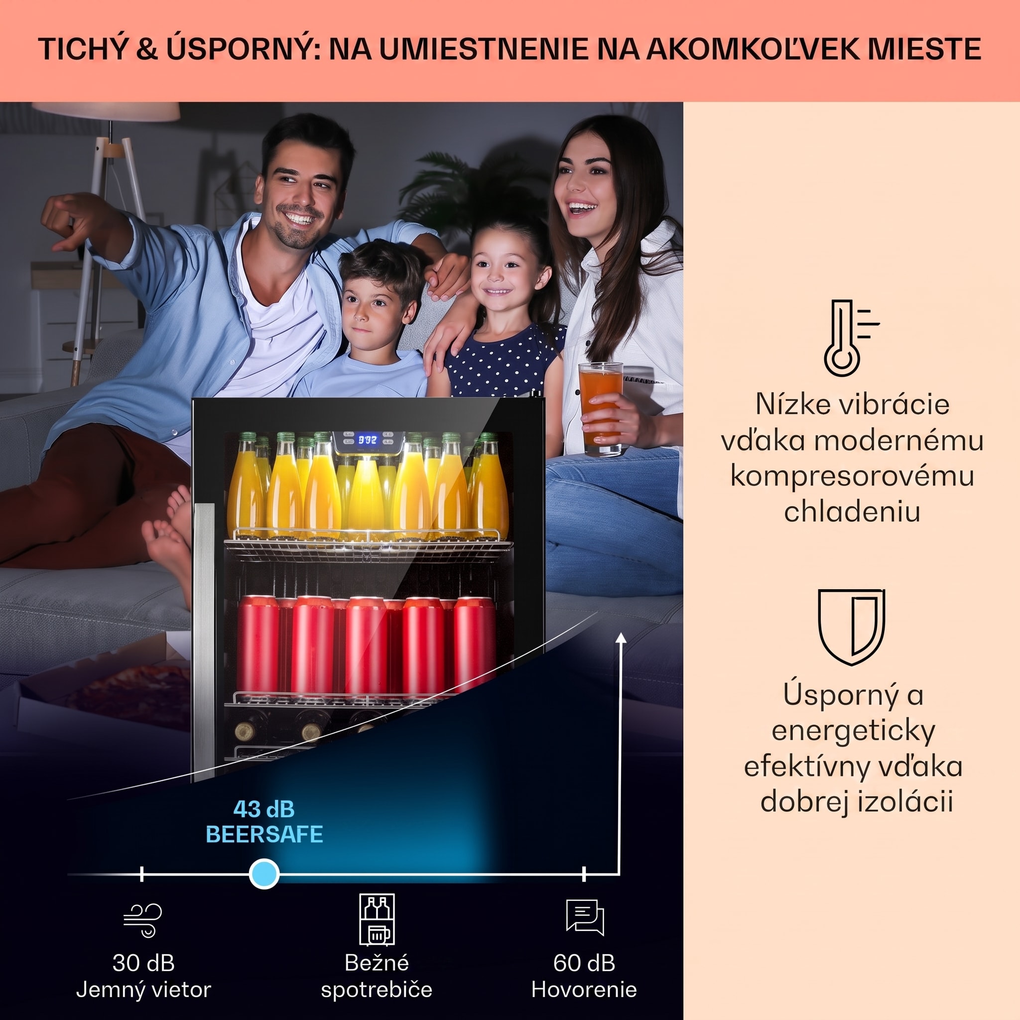 Klarstein Beersafe 5XL, chladnička, 147 l, 3 police, panoramatické sklenené dvere, nehrdzavejúca oceľ – Obrázok 3