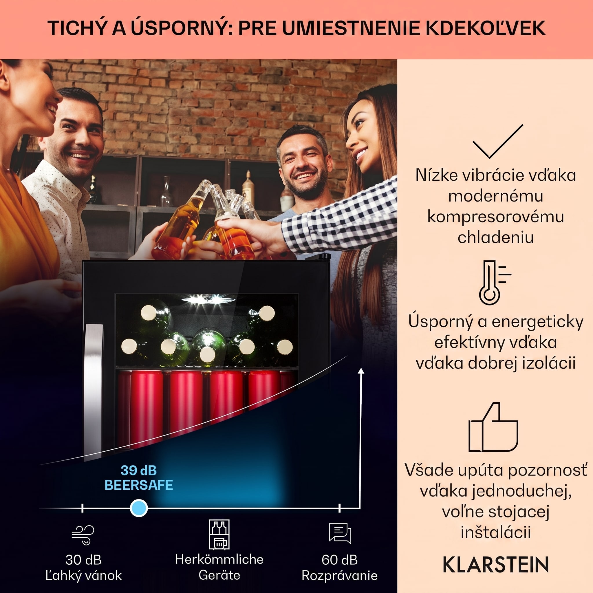 Klarstein Beersafe 70 Craft Beer Edition, chladnička, 70 litrov, sklenené dvere, nehrdzavejúca oceľ – Obrázok 3