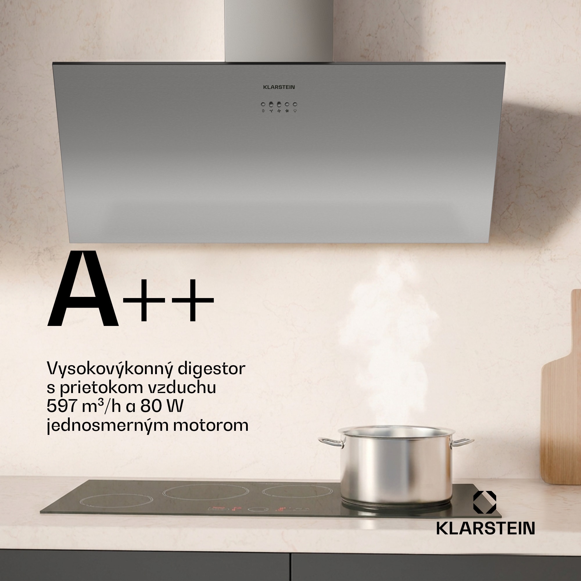 Klarstein Silver Lining šikmý digestor | Režimy odsávania a recirkulácie | Vysokokvalitný dizajn | 597 m³/h | 90 cm – Obrázok 4