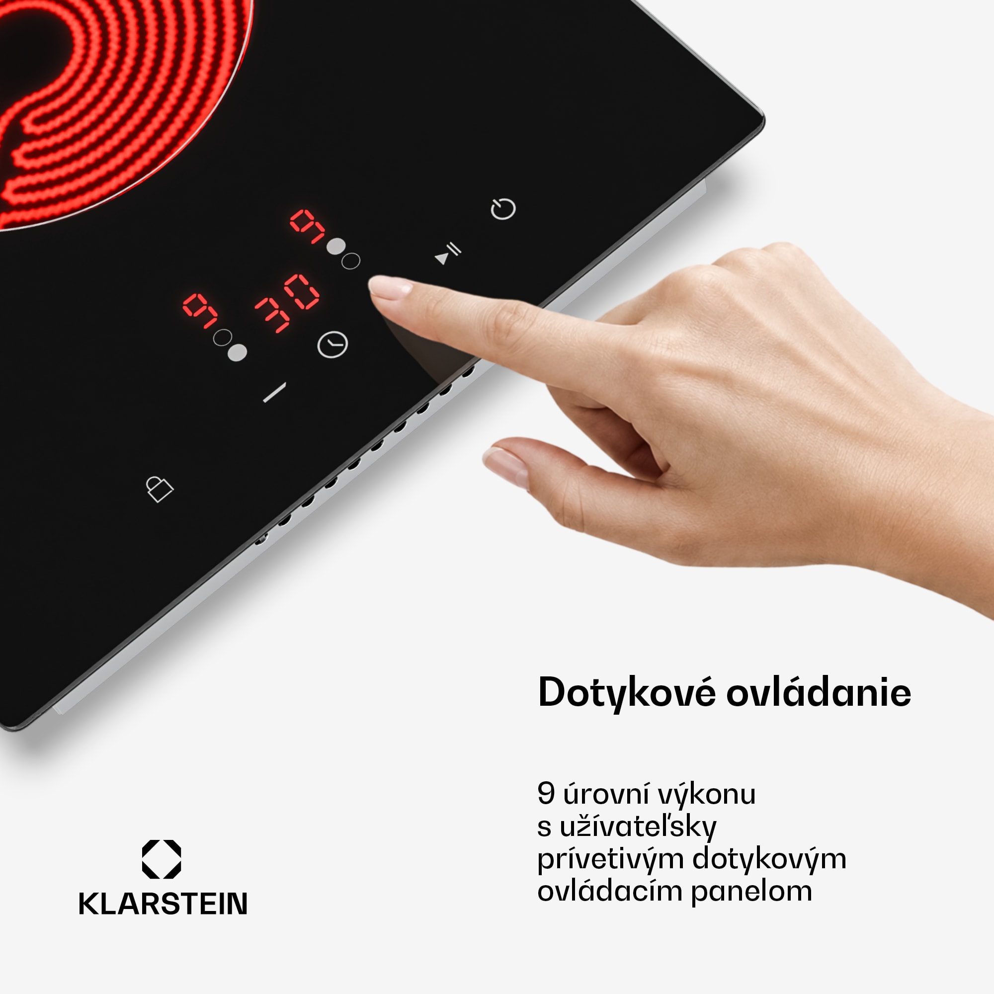 Klarstein Hito sklokeramická varná doska | 2 varné zóny | 3000 W | 9 úrovní výkonu | 30 cm – Obrázok 4