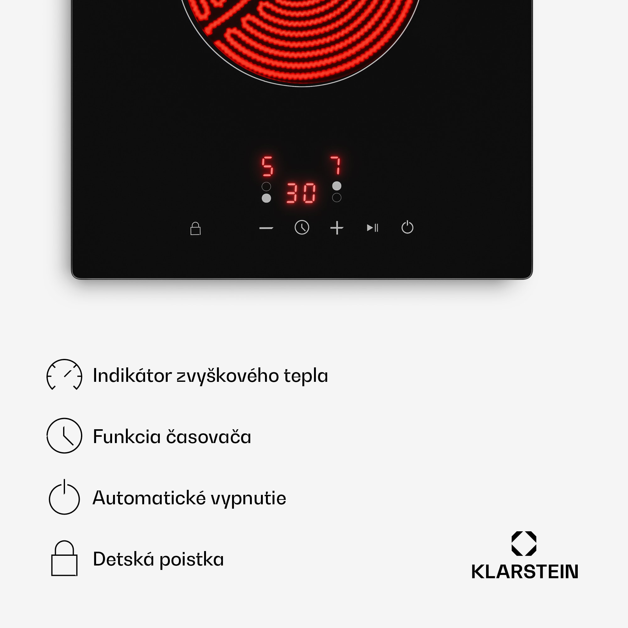 Klarstein Hito sklokeramická varná doska | 2 varné zóny | 3000 W | 9 úrovní výkonu | 30 cm – Obrázok 5