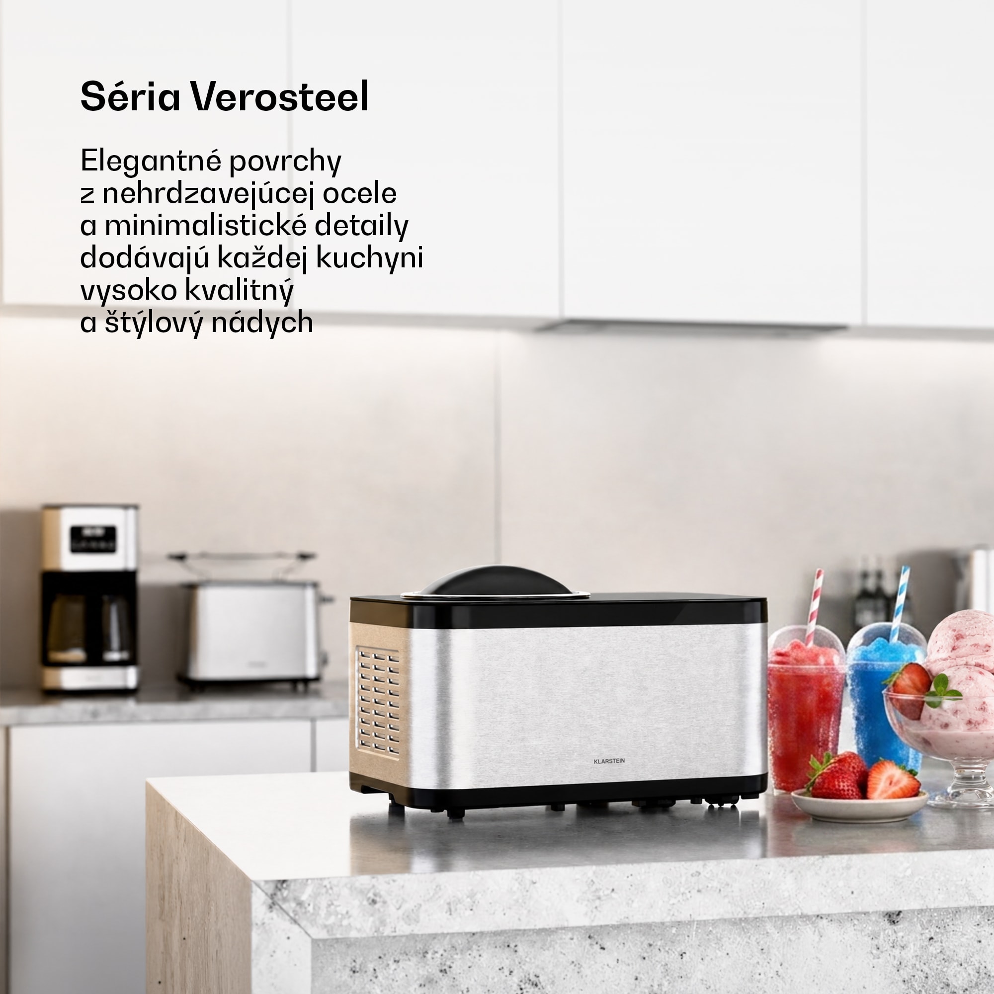 Klarstein VeroSteel zmrzlinovač s kompresorom | 1,5 l | 150 W | 4 programy | dotykové ovládanie – Obrázok 2
