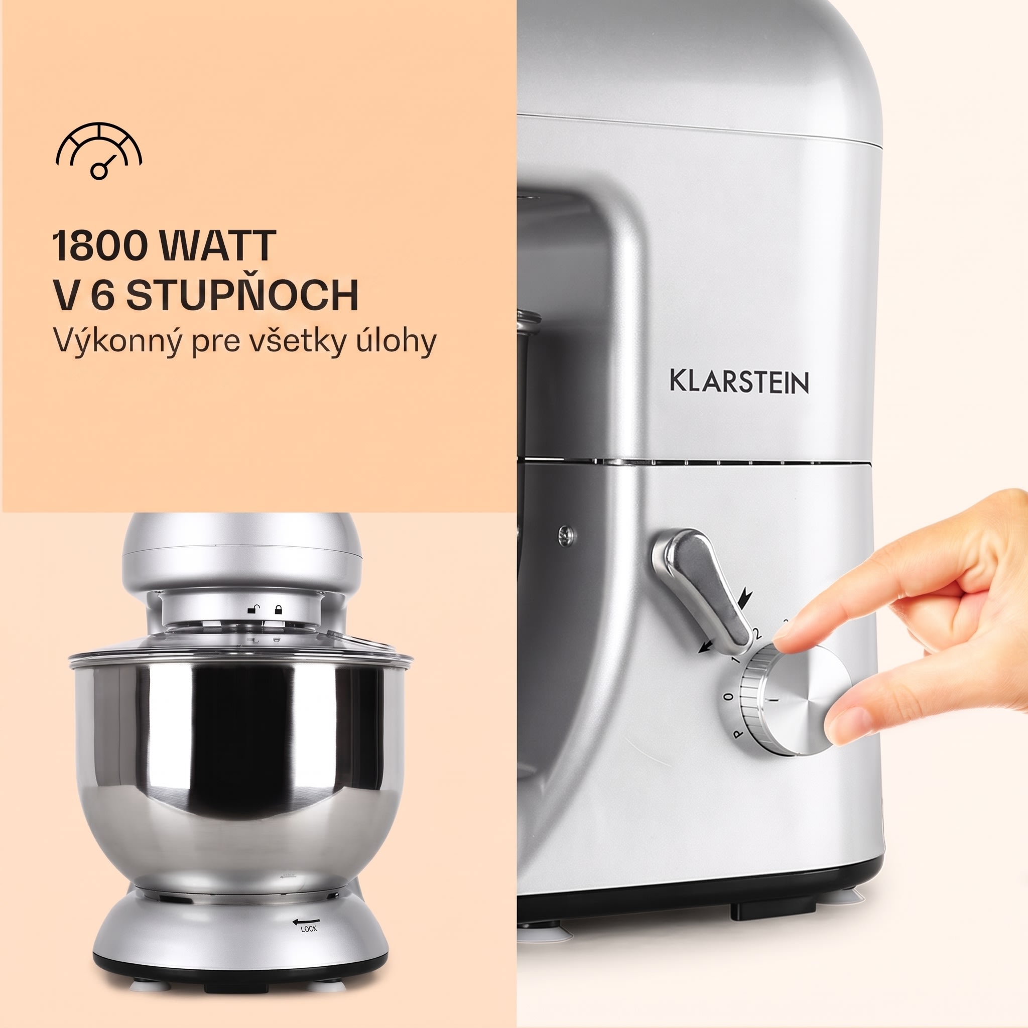 Klarstein Bella, kuchynský robot, 1800 W, 2,7 PS, 5,2 l – Obrázok 2