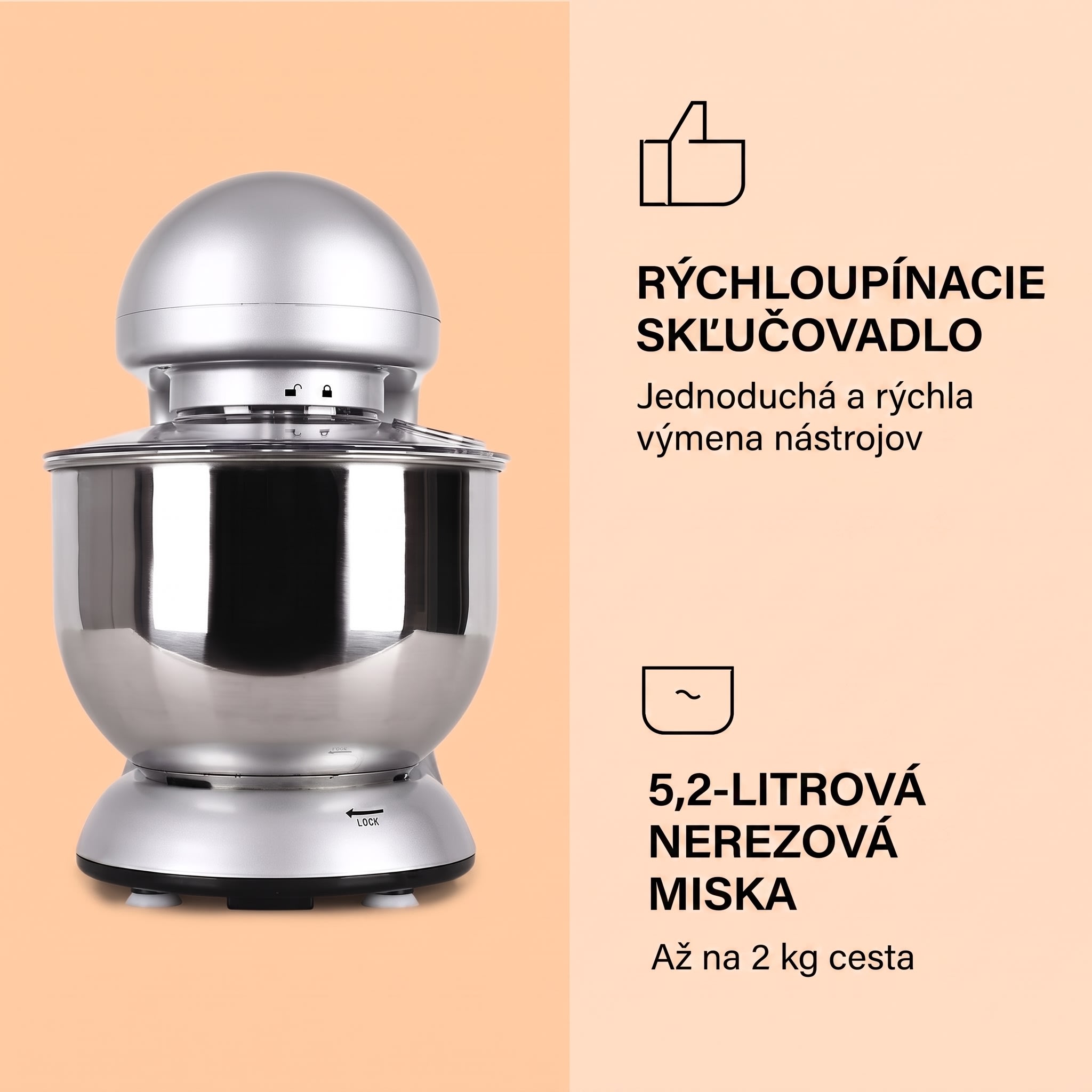 Klarstein Bella, kuchynský robot, 1800 W, 2,7 PS, 5,2 l – Obrázok 4