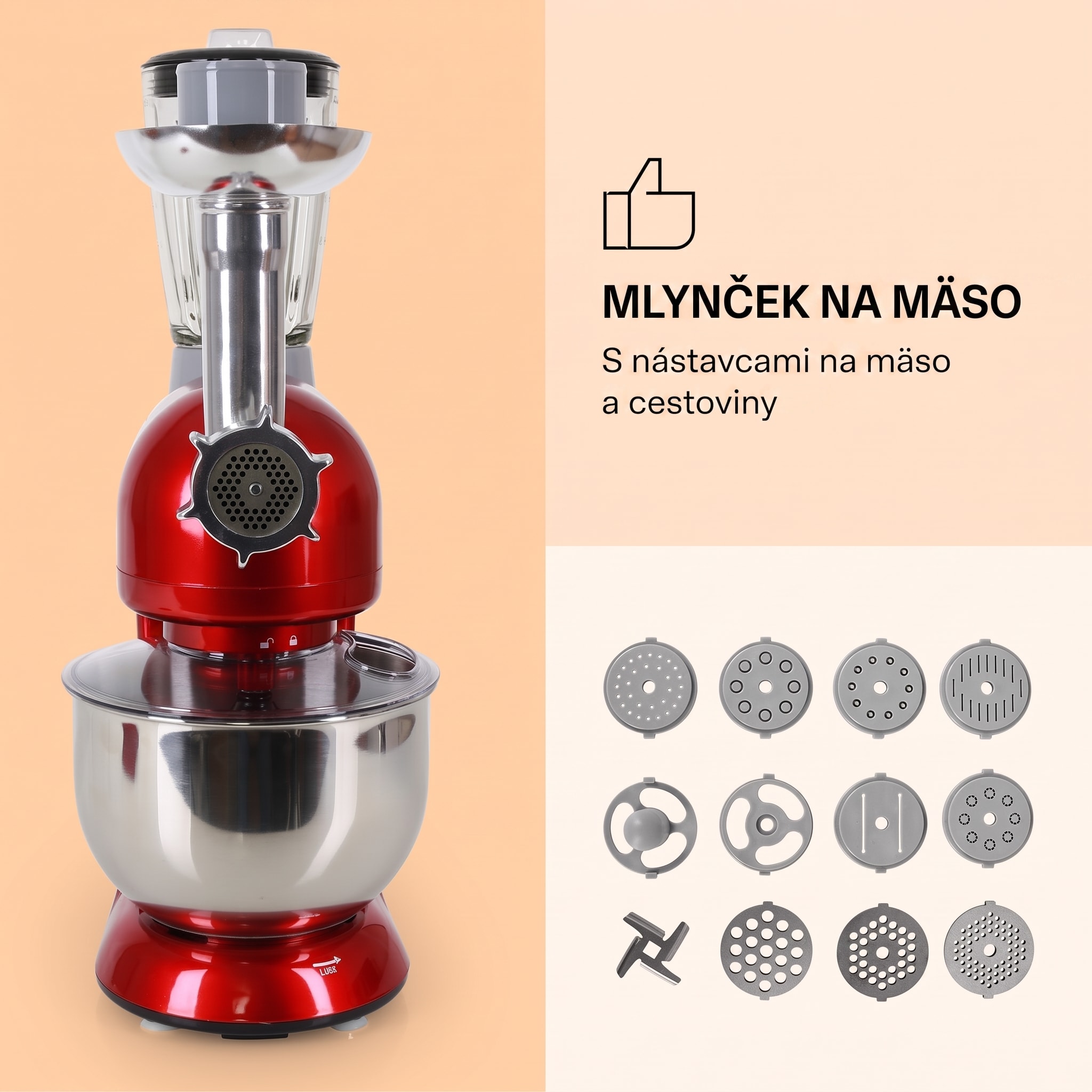Klarstein Lucia, kuchynský robot, mixér, mlynček na mäso, 1800 W – Obrázok 5