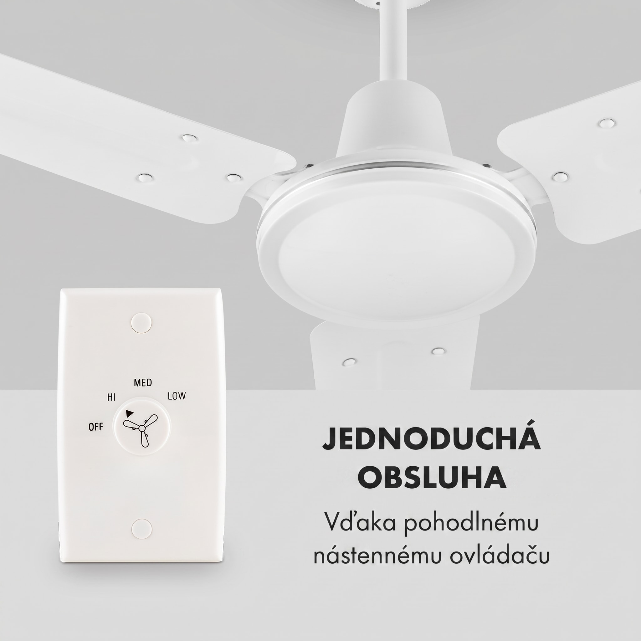 Klarstein Spin Doctor, stropný ventilátor, 55 W, 122 cm, 3 ramená, nehrdzavejúca oceľ, biely – Obrázok 3