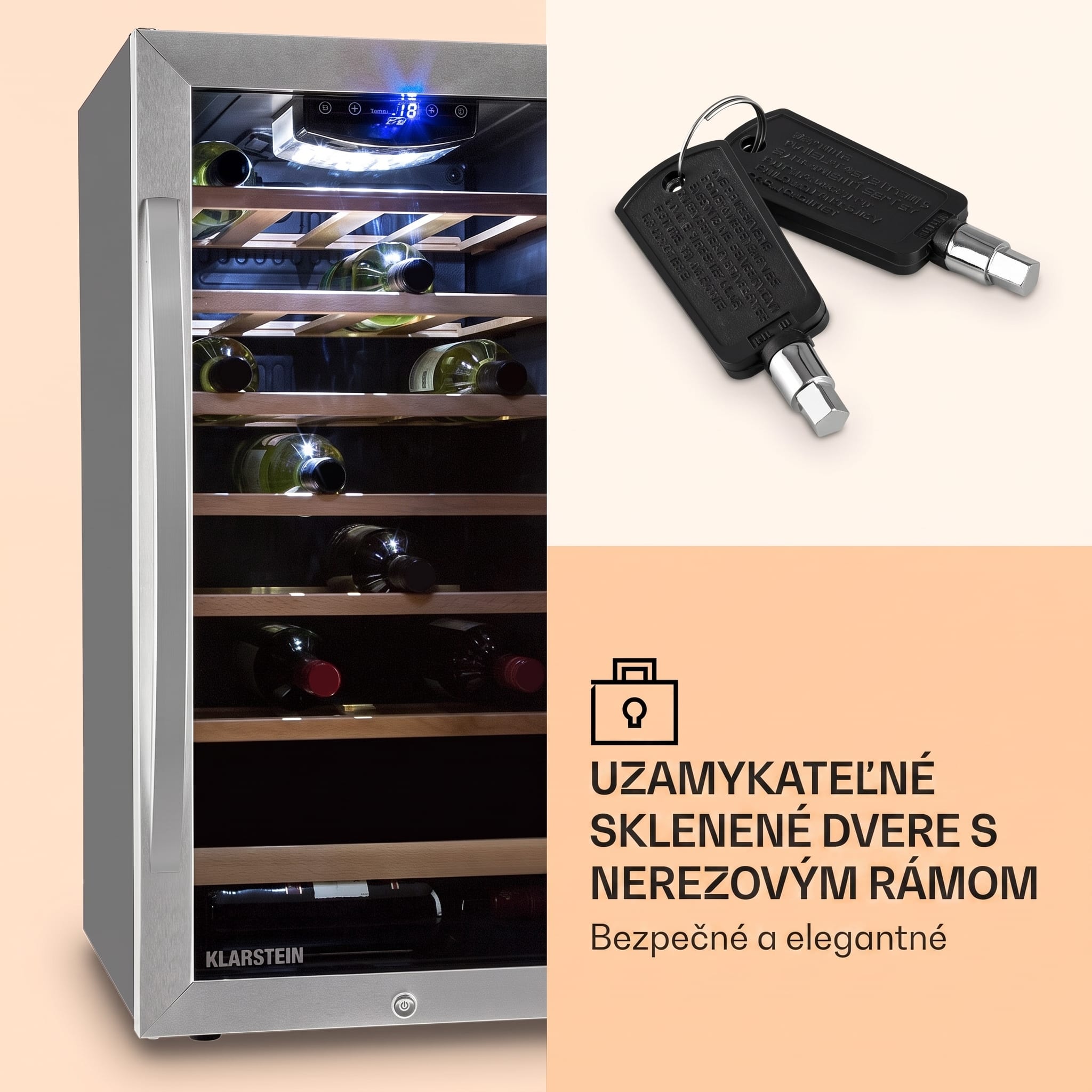 Klarstein Vivo Vino 26, 88 l, vinotéka, 26 fliaš, čierna, LED – Obrázok 4
