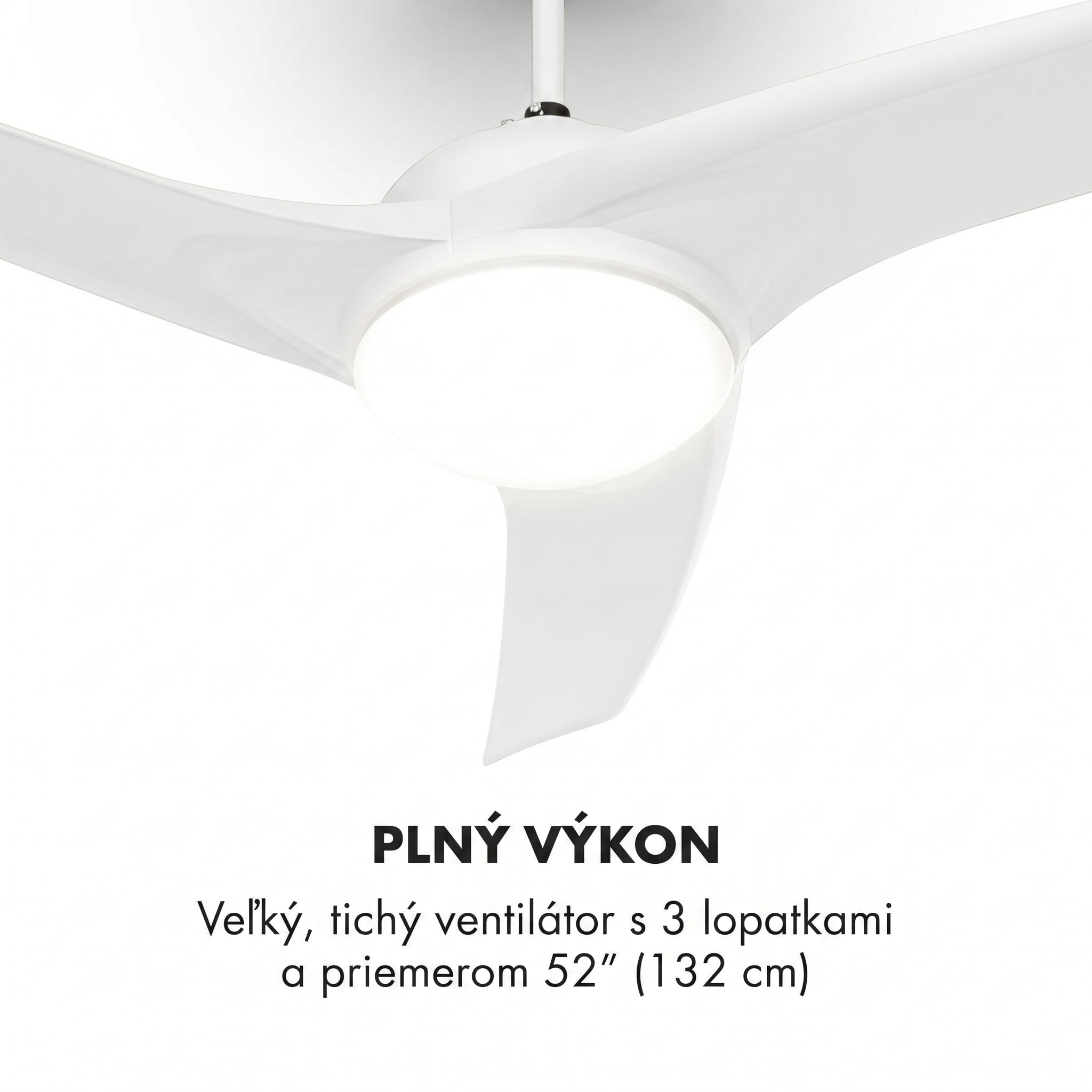 Klarstein Figo, stropný ventilátor, 52", 55 W, stropná lampa, 2 x 42 W, diaľkový ovládač, biely – Obrázok 3
