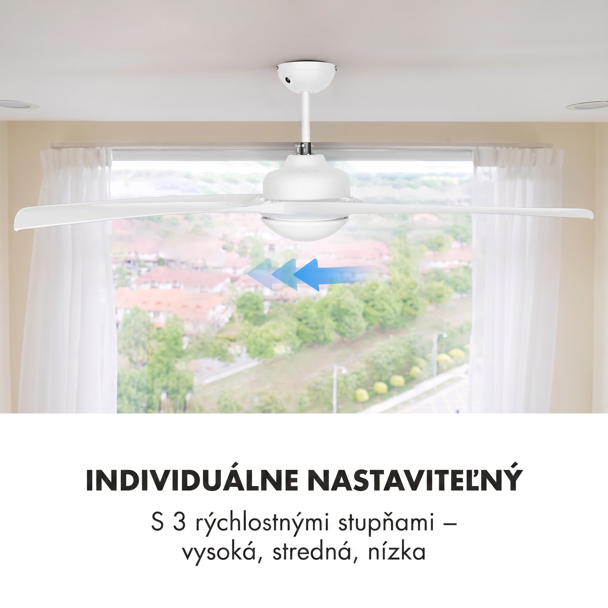 Klarstein Figo, stropný ventilátor, 52", 55 W, stropná lampa, 2 x 42 W, diaľkový ovládač, biely – Obrázok 5