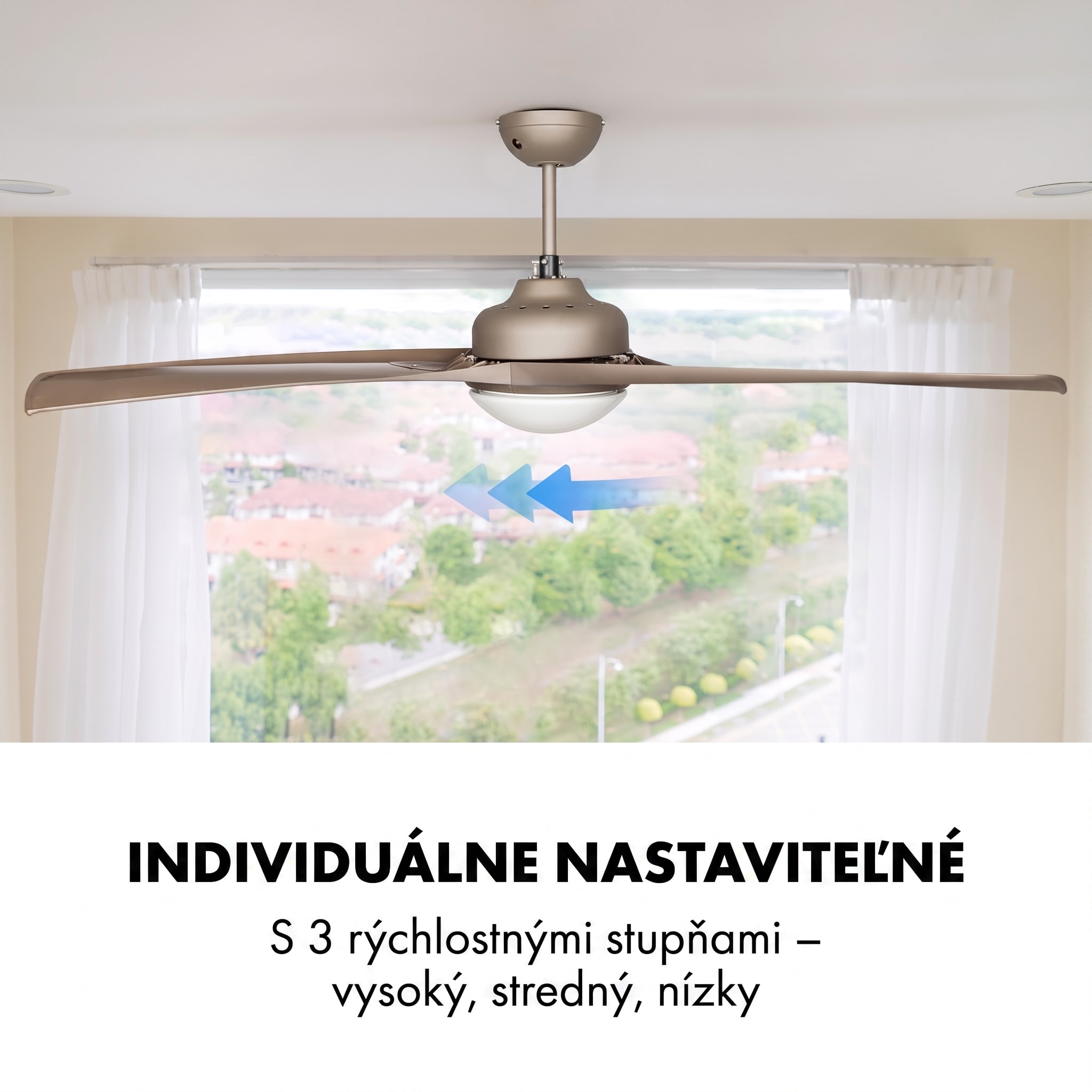 Klarstein Figo, stropný ventilátor, 52", 55 W, stropná lampa, 2 x 42 W, diaľkový ovládač, titán – Obrázok 5