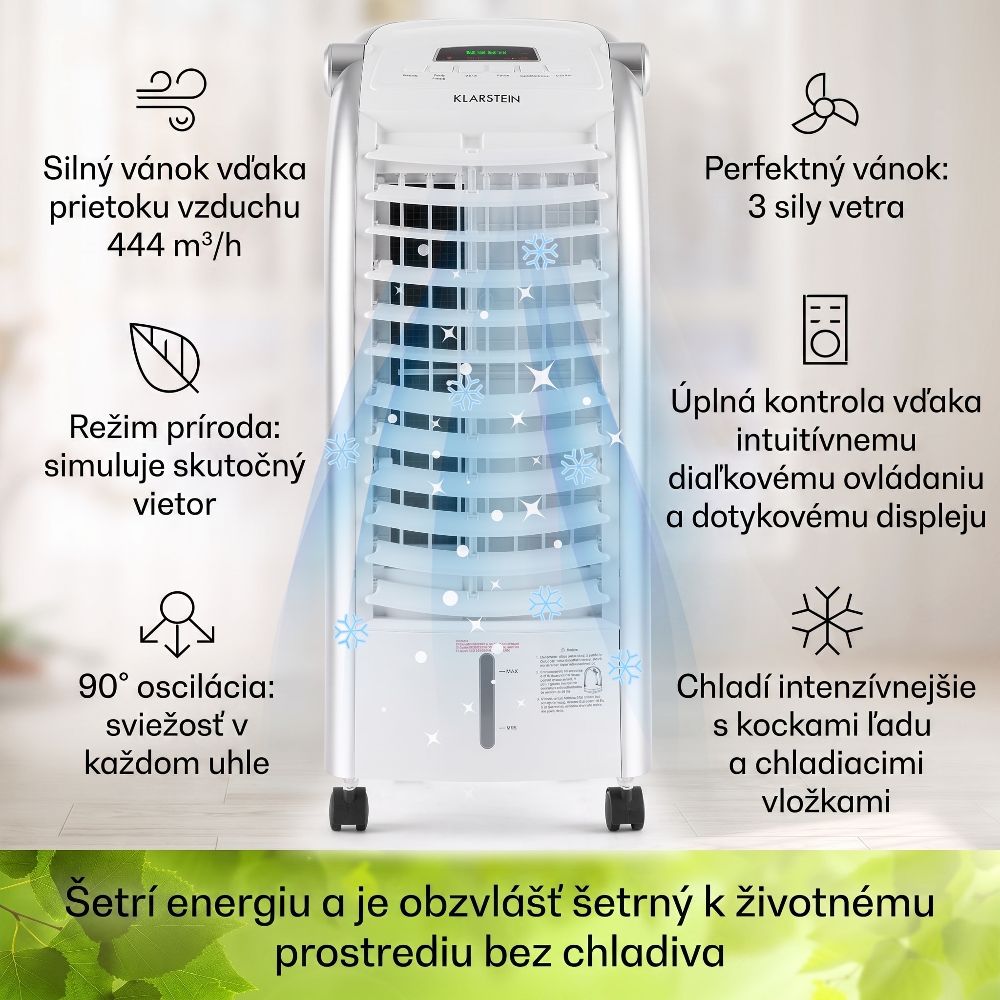 Klarstein Maxfresh, 4 v 1 ochladzovač vzduchu, ventilátor, 65 W, 6 l, diaľkový ovládač, 2 x chladiaci box – Obrázok 3
