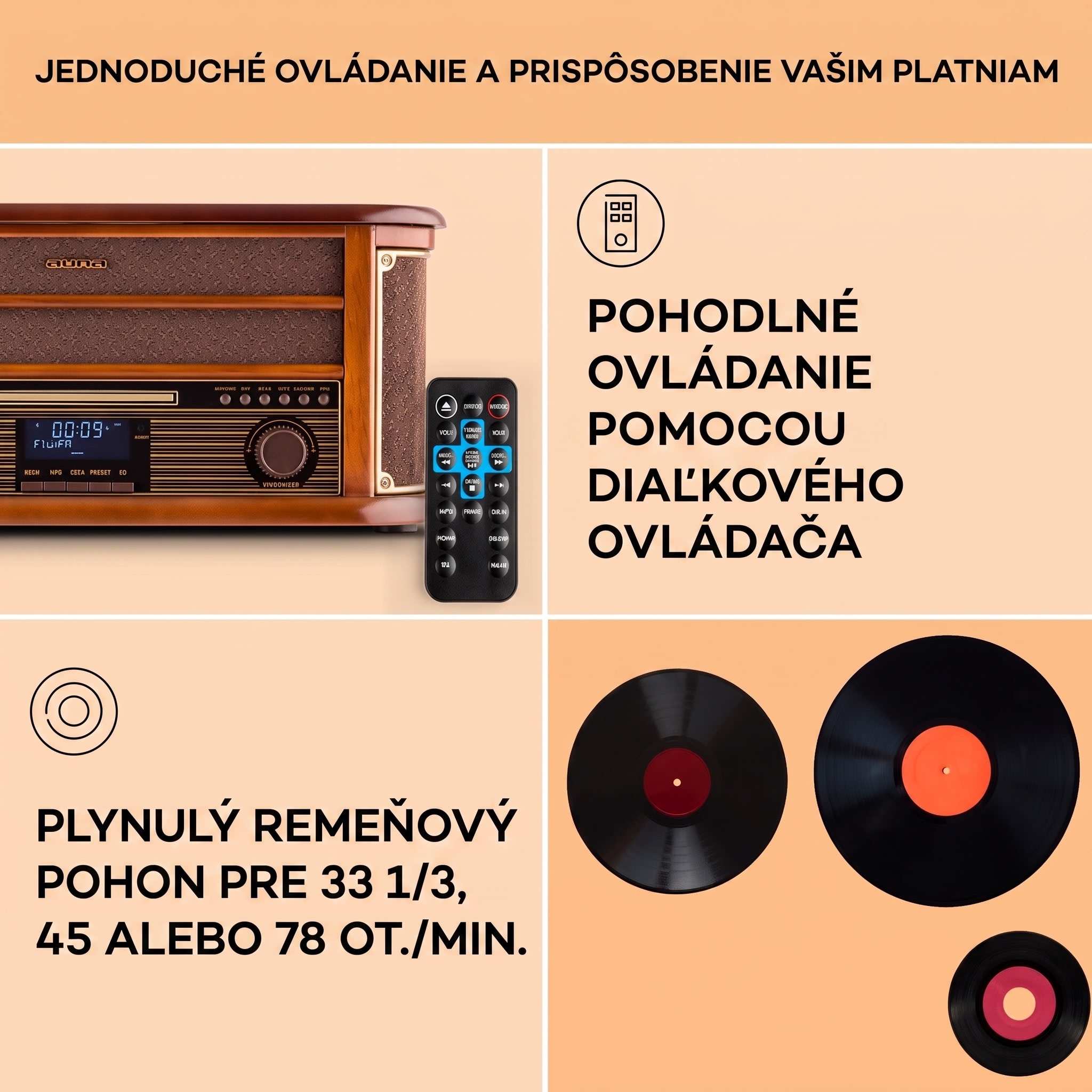 Auna Belle Epoque 1908 DAB retro stereo systém gramofón DAB+ – Obrázok 4