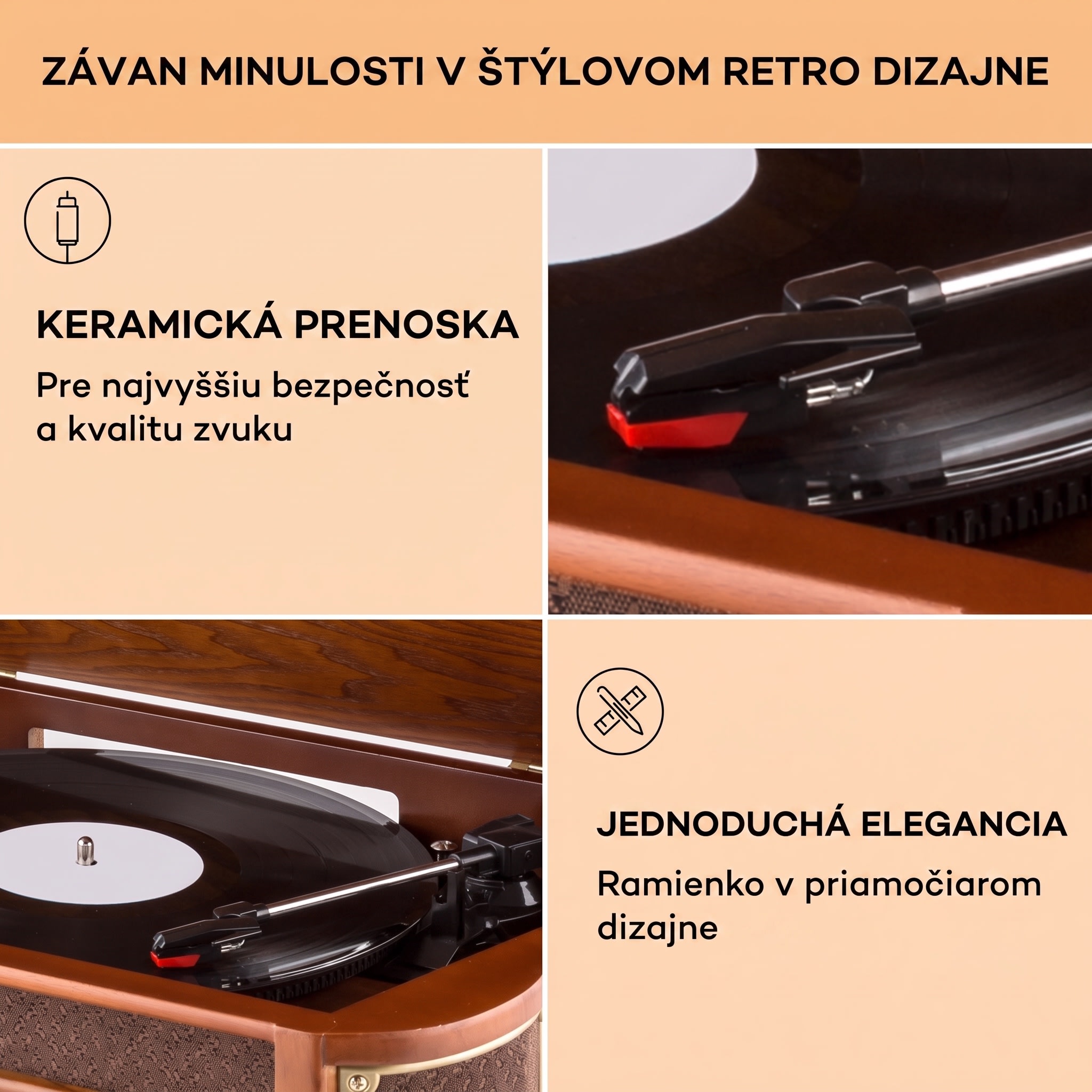 Auna Belle Epoque 1908 DAB retro stereo systém gramofón DAB+ – Obrázok 5