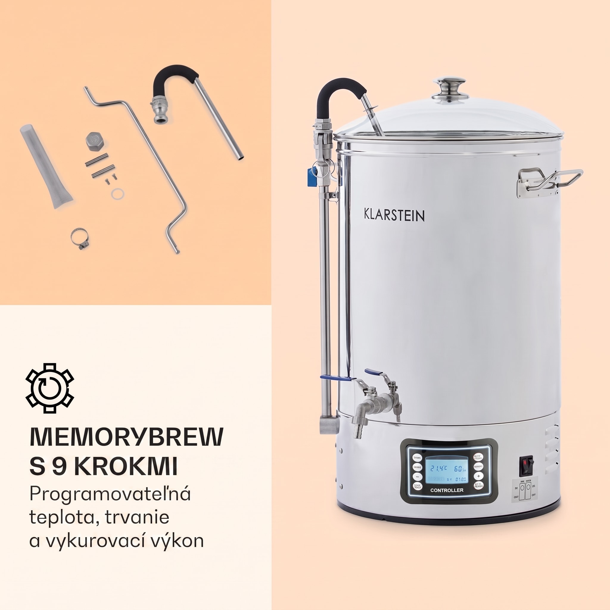 Klarstein Mundschenk, sladový kotol, 30 l, 2500 W, zariadenie na varenie piva, nehrdzavejúca oceľ – Obrázok 4