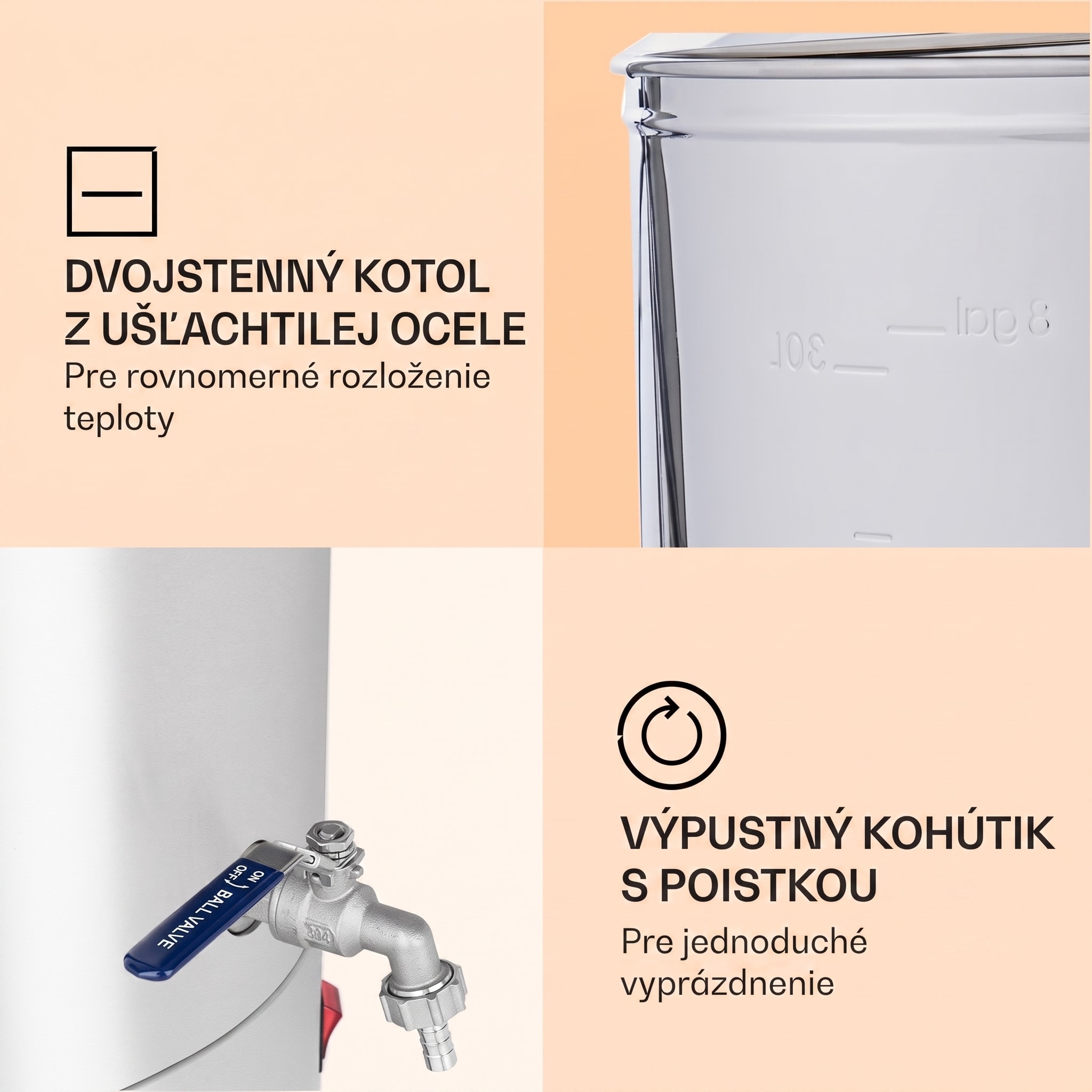 Klarstein Mundschenk, sladový kotol, 30 l, 2500 W, zariadenie na varenie piva, nehrdzavejúca oceľ – Obrázok 5