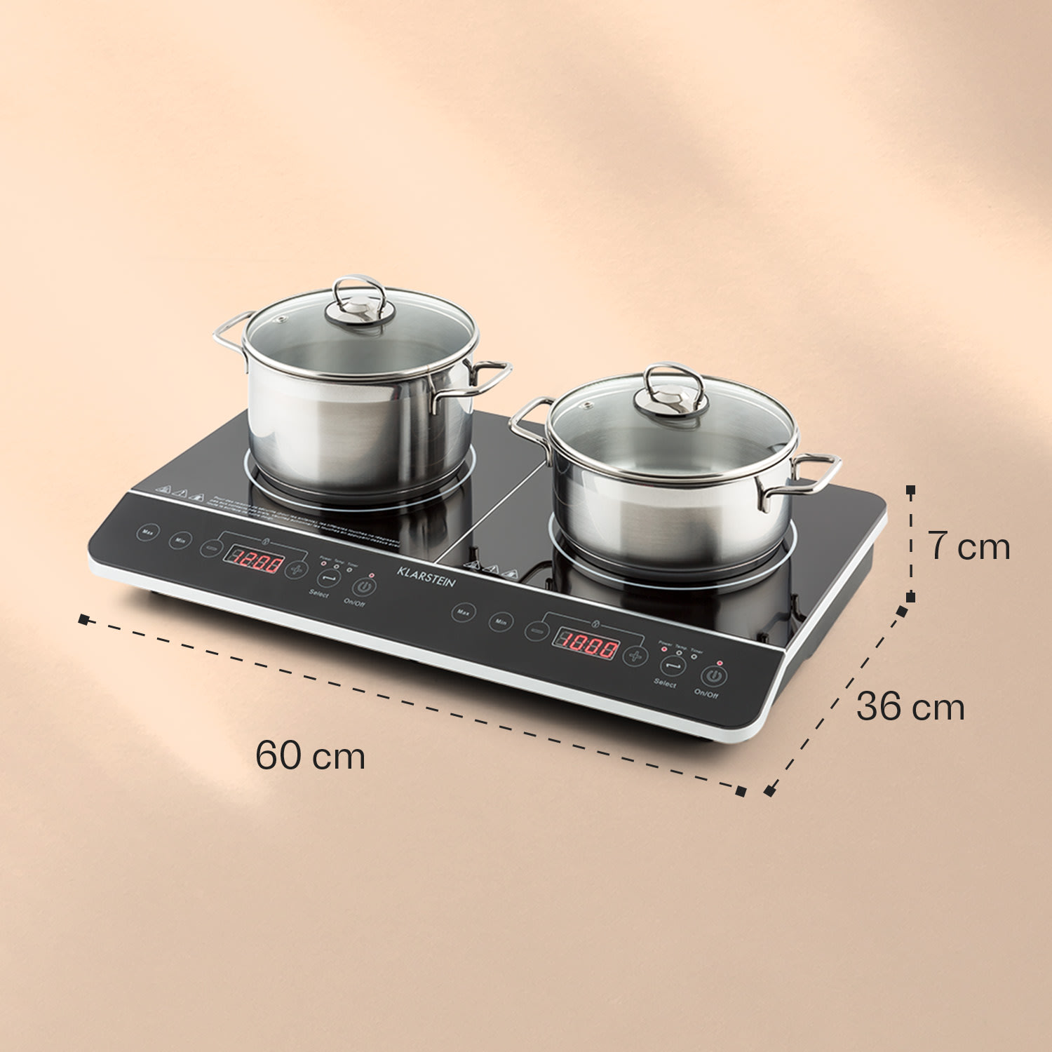 Klarstein VariCook Slim, indukčný varič, 3500 W, 240 °C, 2 platne, časovač, dotykové ovládanie – Obrázok 5