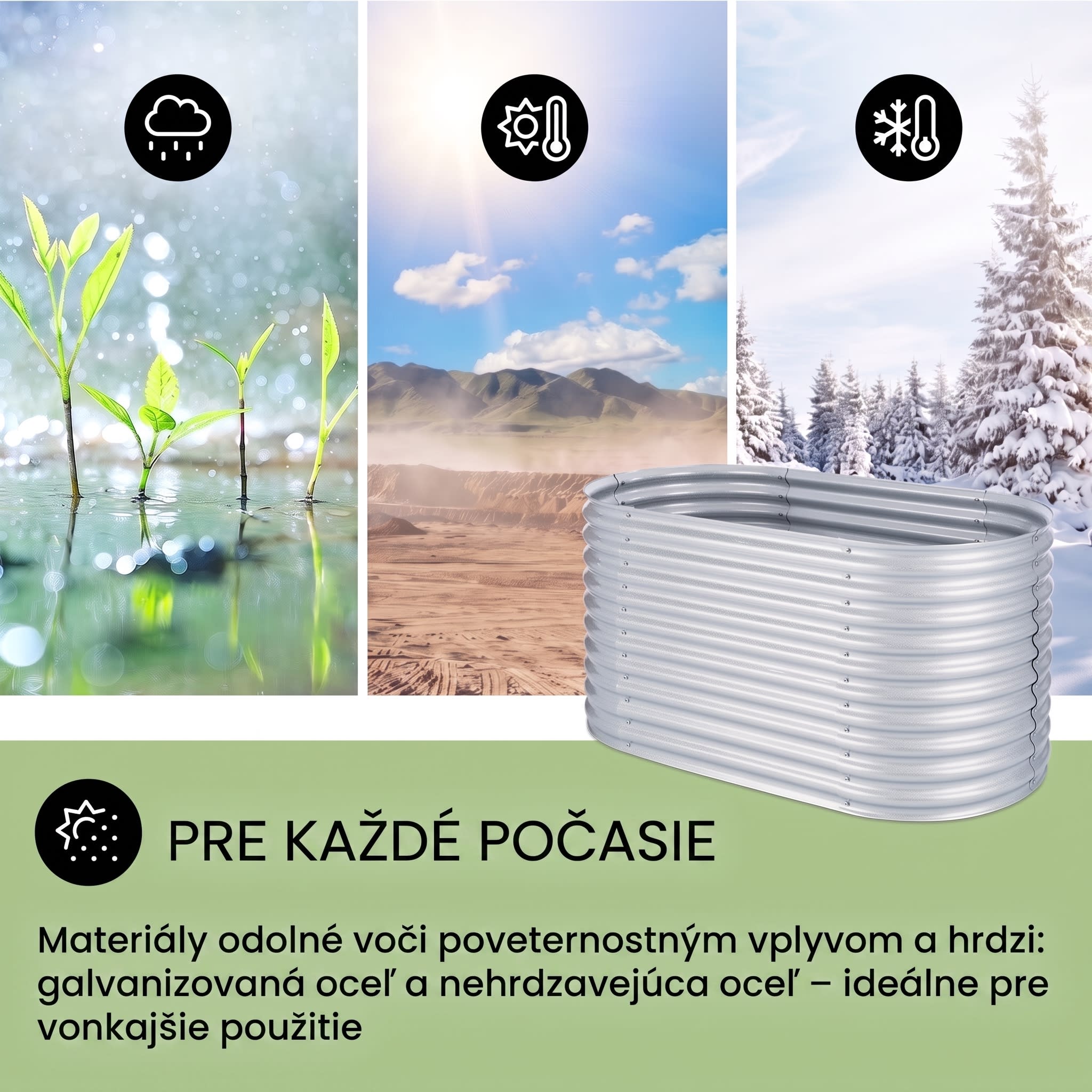 Blumfeldt High Grow, vyvýšený záhon, 1.6 m, pozinkovaný hliník, strieborný – Obrázok 2