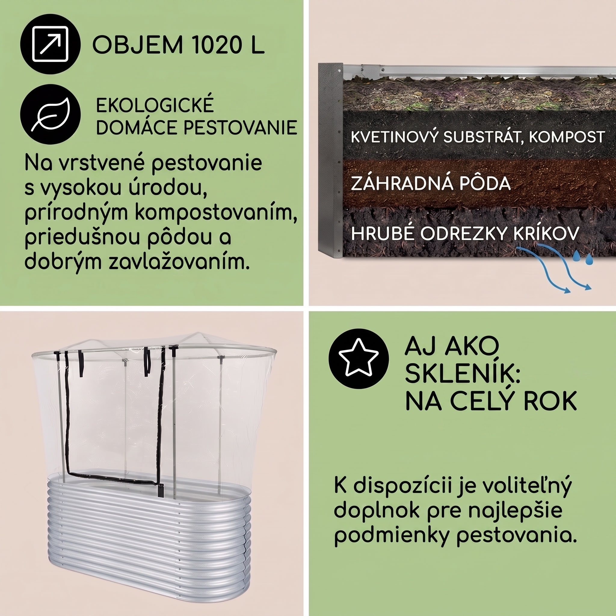 Blumfeldt High Grow, vyvýšený záhon, 1.6 m, pozinkovaný hliník, strieborný – Obrázok 4
