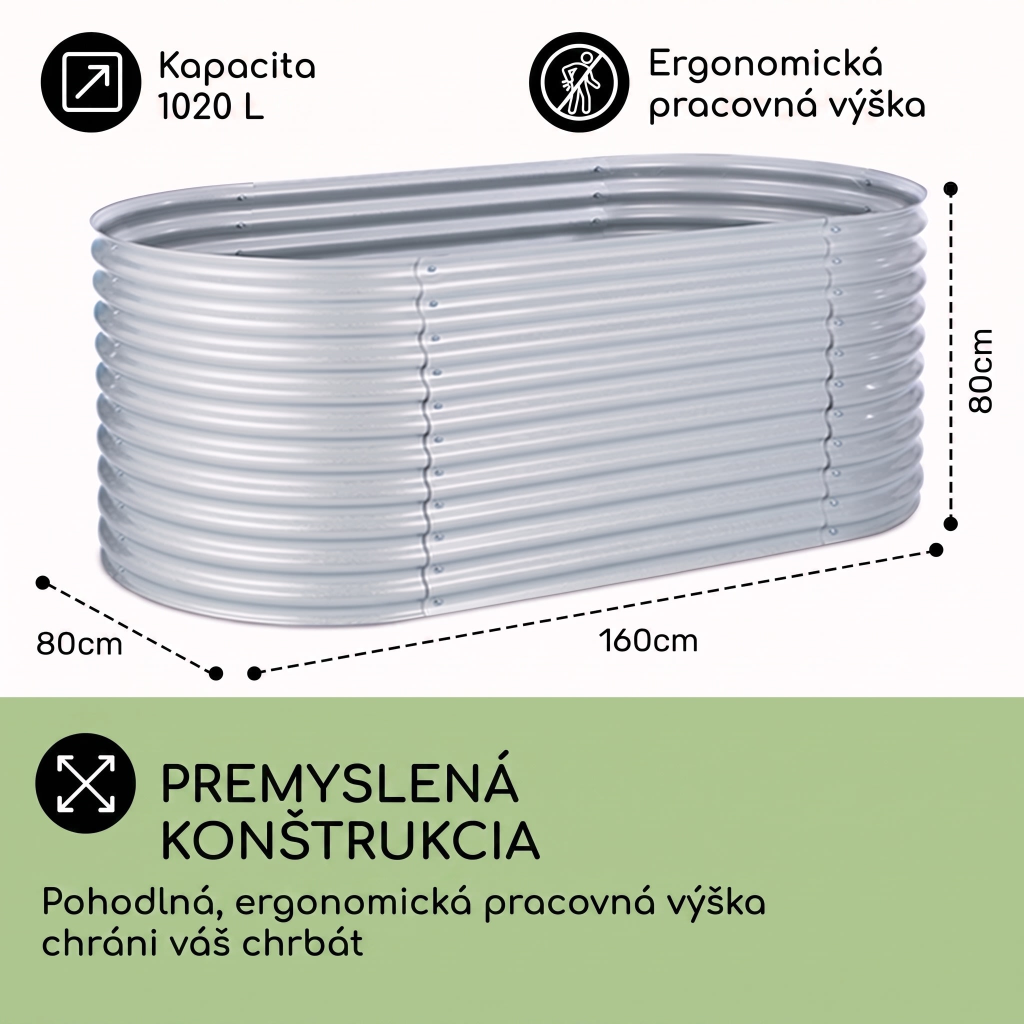 Blumfeldt High Grow, vyvýšený záhon, 1.6 m, pozinkovaný hliník, strieborný – Obrázok 5