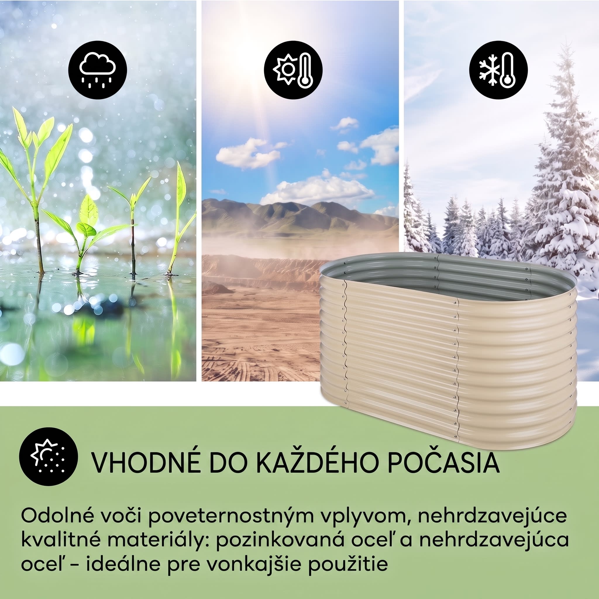 Blumfeldt High Grow, vyvýšený záhon, 1.6 m, pozinkovaný hliník, béžový – Obrázok 2