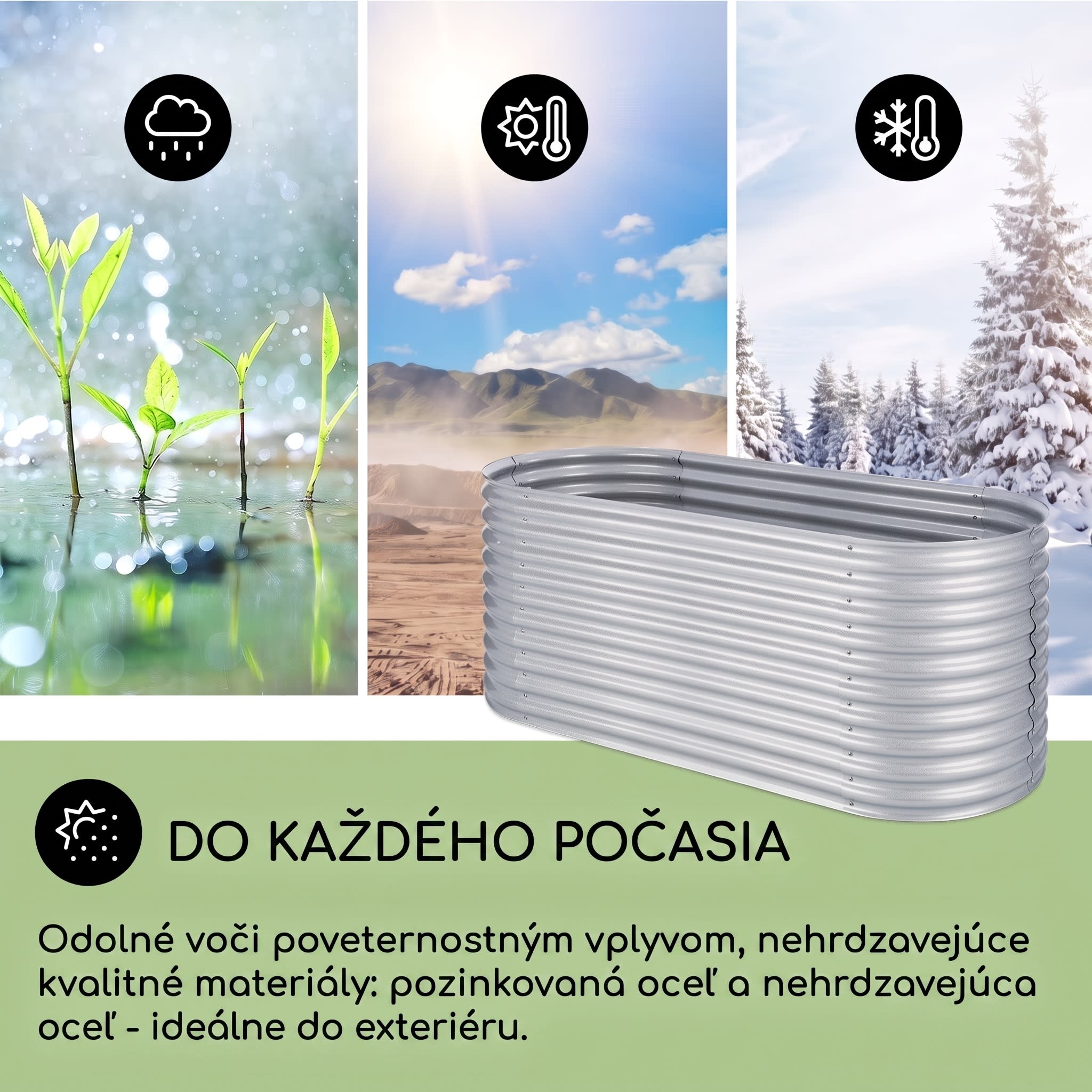 Blumfeldt High Grow vyvýšený záhon záhradný záhon 2,0 m pozinkovaný hliník strieborný – Obrázok 2