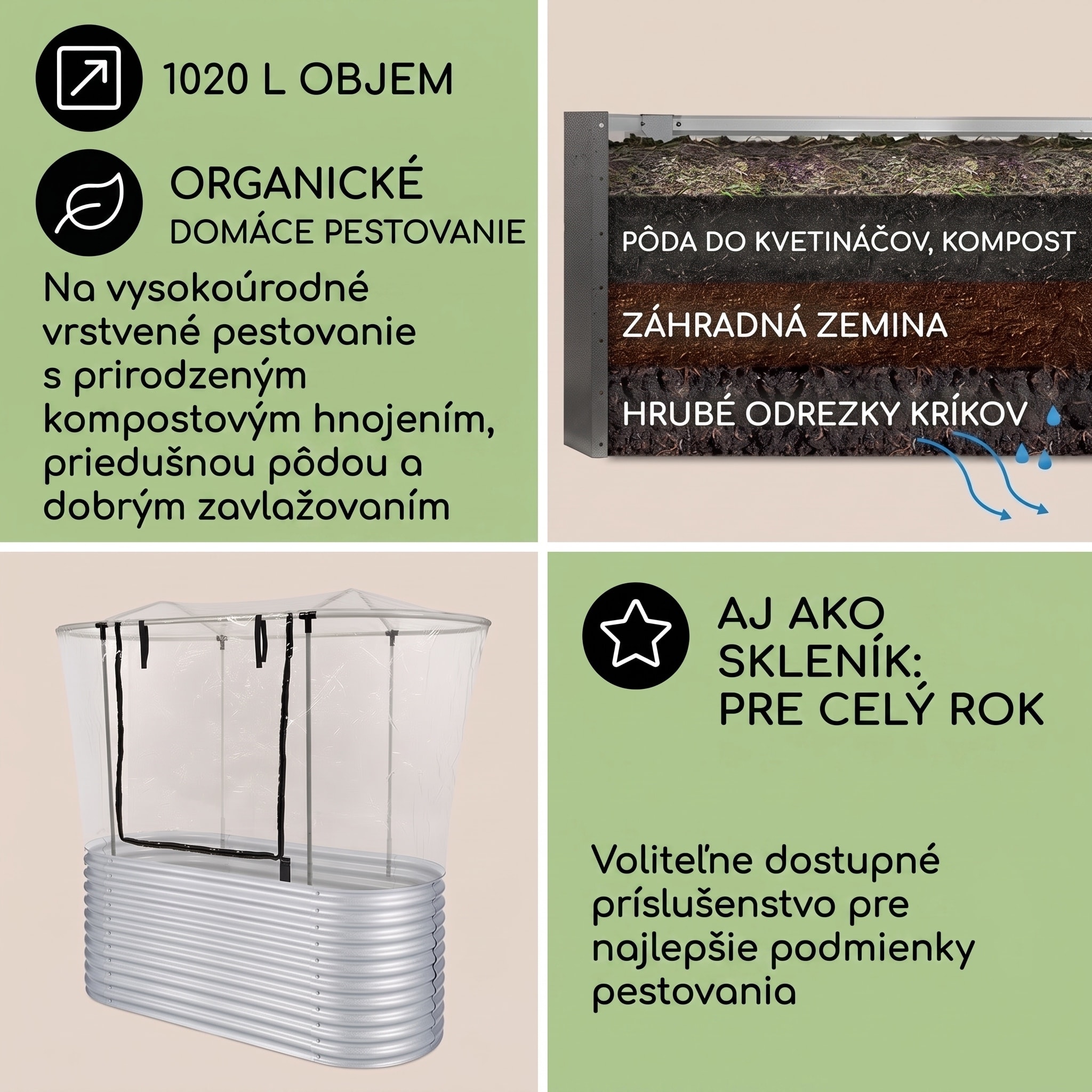 Blumfeldt High Grow vyvýšený záhon záhradný záhon 2,0 m pozinkovaný hliník strieborný – Obrázok 4