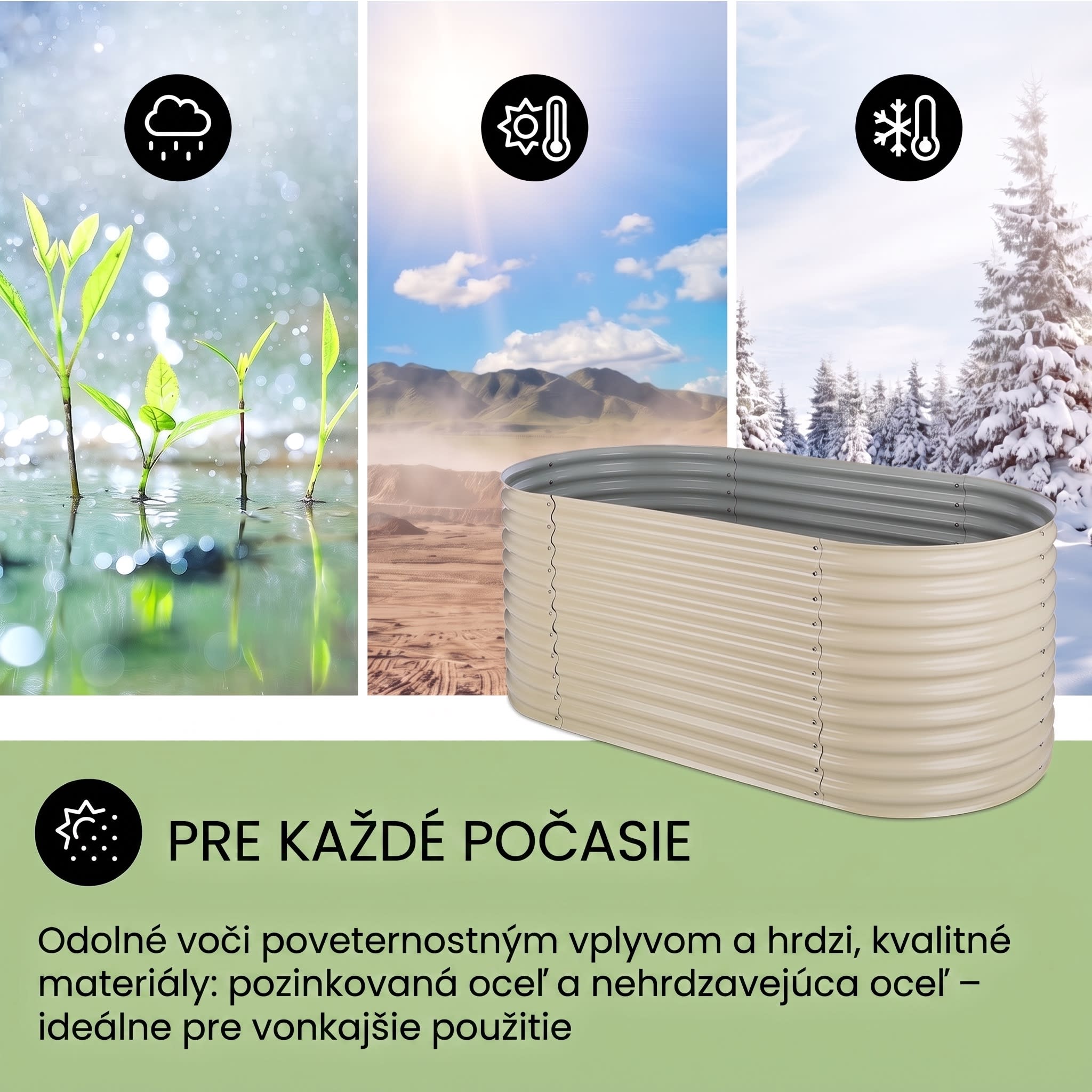 Blumfeldt High Grow, vyvýšený záhon, 2.0 m, pozinkovaný hliník, béžový – Obrázok 2