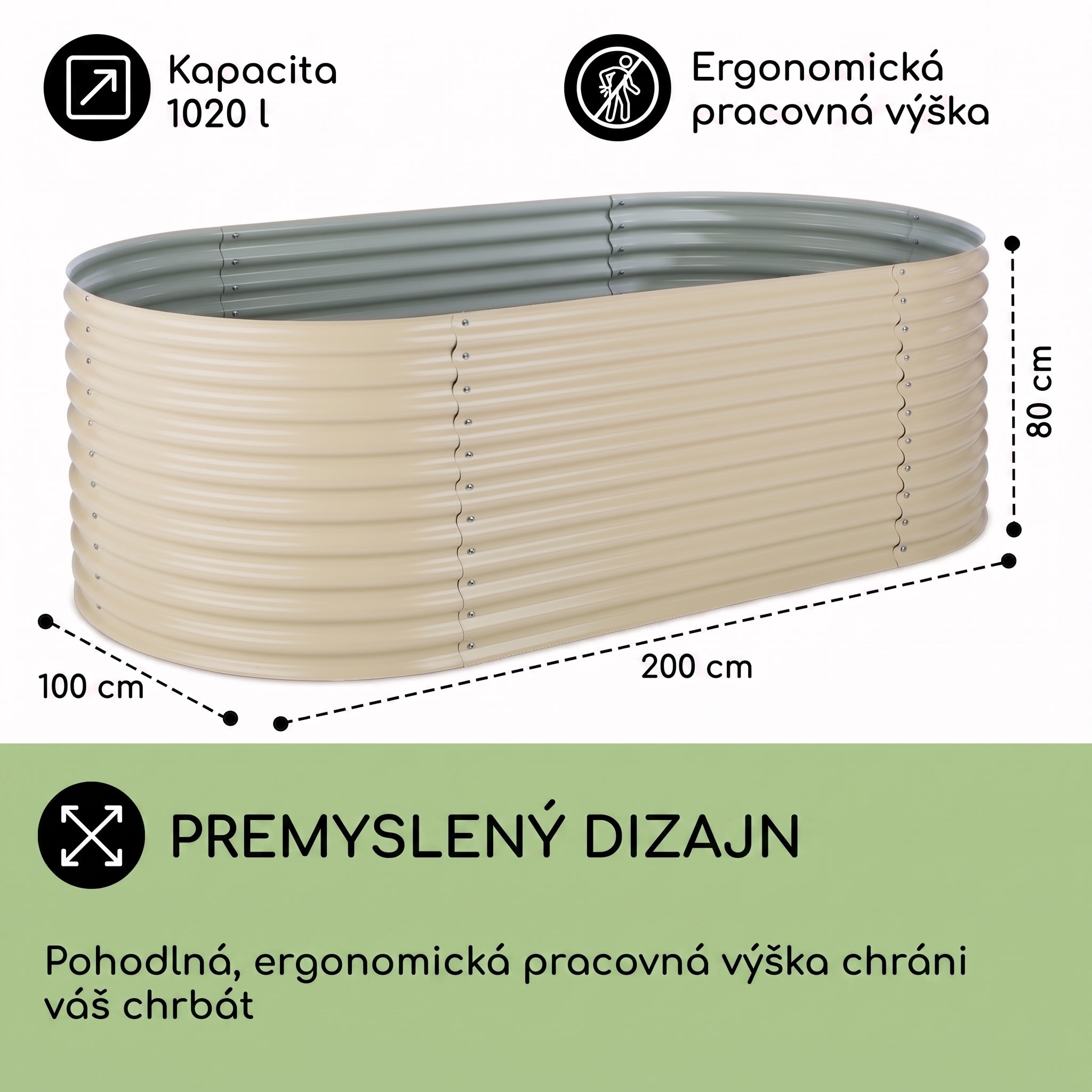 Blumfeldt High Grow, vyvýšený záhon, 2.0 m, pozinkovaný hliník, béžový – Obrázok 5