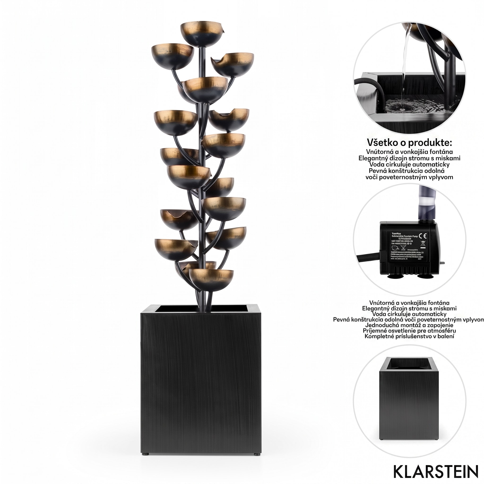 Blumfeldt Joshua Tree, záhradná fontána, vodná hra, pumpa, 5W, 10 m kábel – Obrázok 3