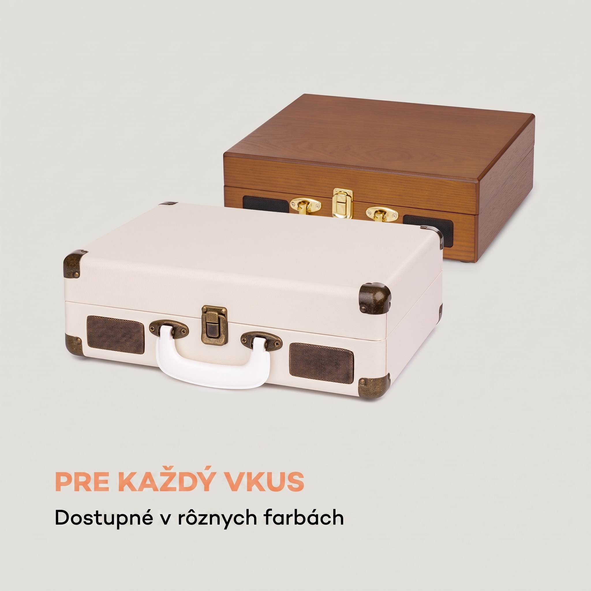 Auna Nostalgy by Peggy Sue retro gramofón platne USB AUX krémová/vzhľad mosadze – Obrázok 5
