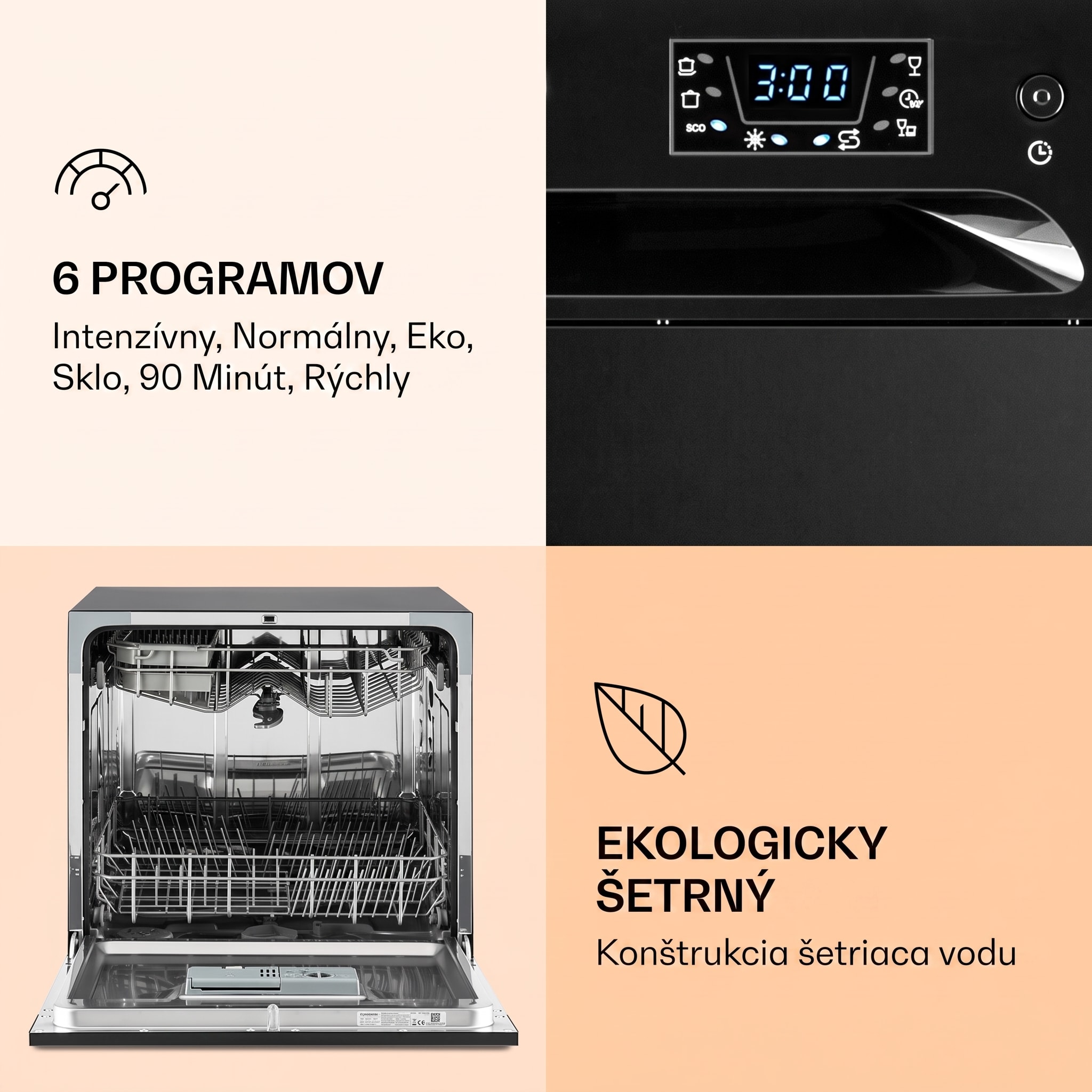 Klarstein Amazonia 8, umývačka riadu, 1620 W, na 8 súprav riadu, energet. trieda F, 49 dB – Obrázok 4
