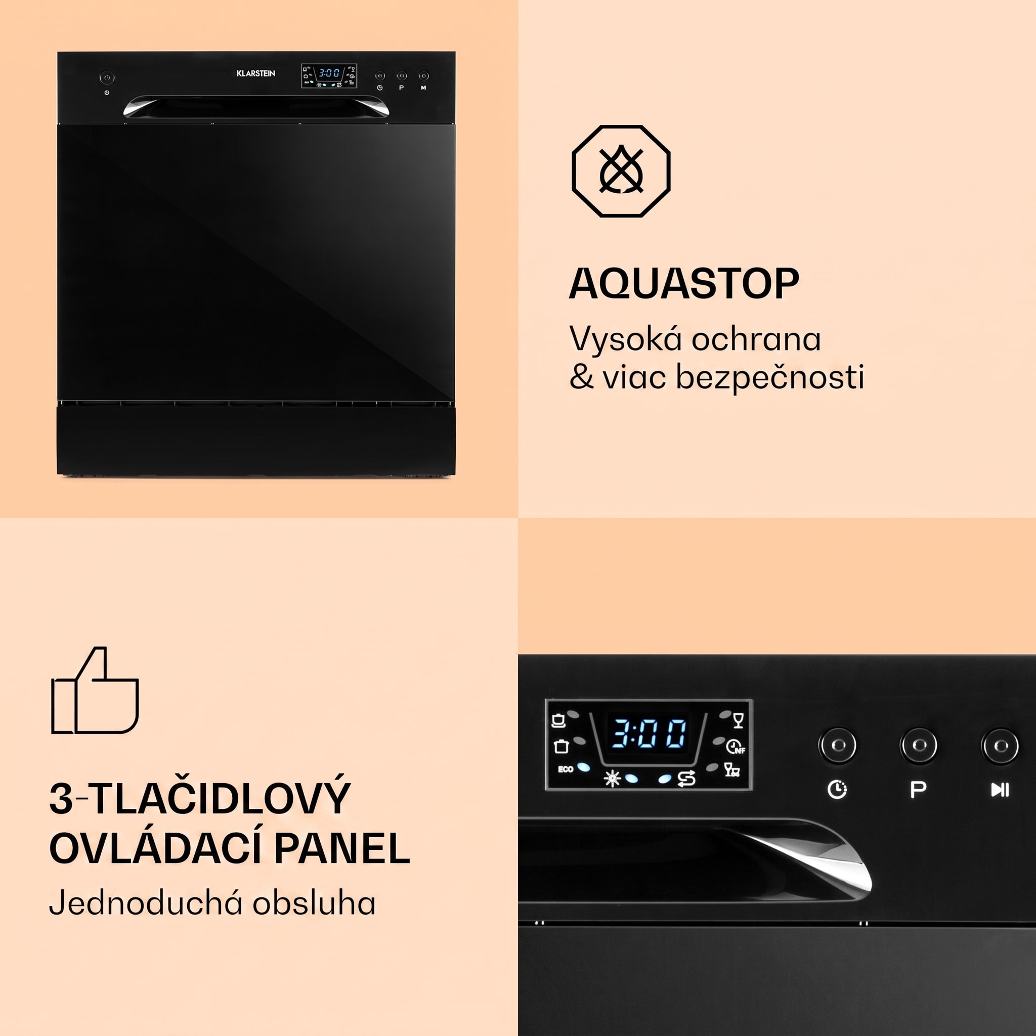 Klarstein Amazonia 8, umývačka riadu, 1620 W, na 8 súprav riadu, energet. trieda F, 49 dB – Obrázok 5
