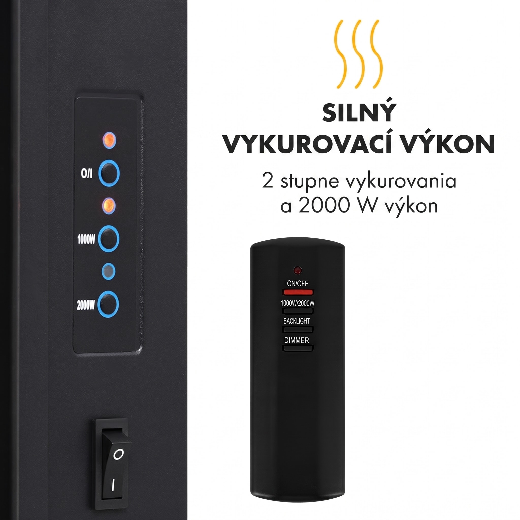 Klarstein Lausanne Vertical, elektrický krb, 2000 W, týždenný časovač, čierny – Obrázok 4