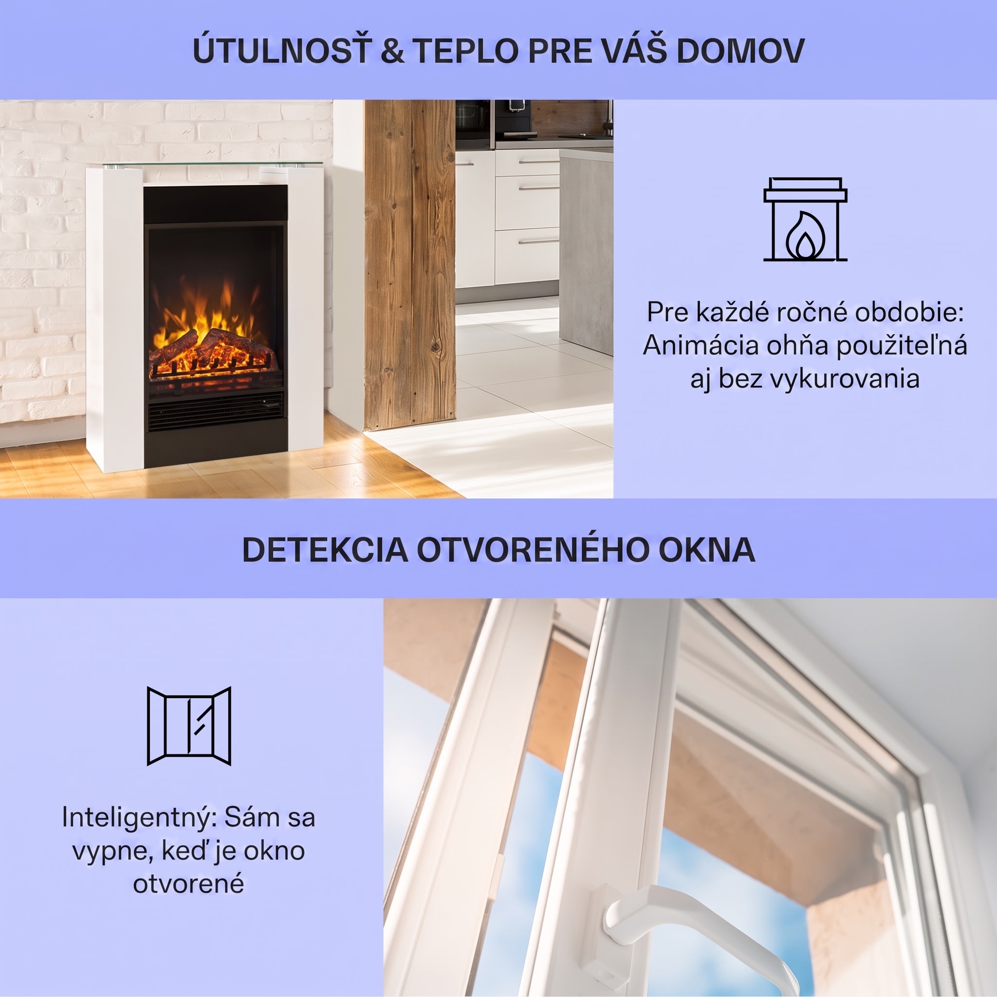 Klarstein Studio-5, elektrický krb, teplovzdušný ventilátor, 900/1800 W, diaľkové ovládanie, biely – Obrázok 4