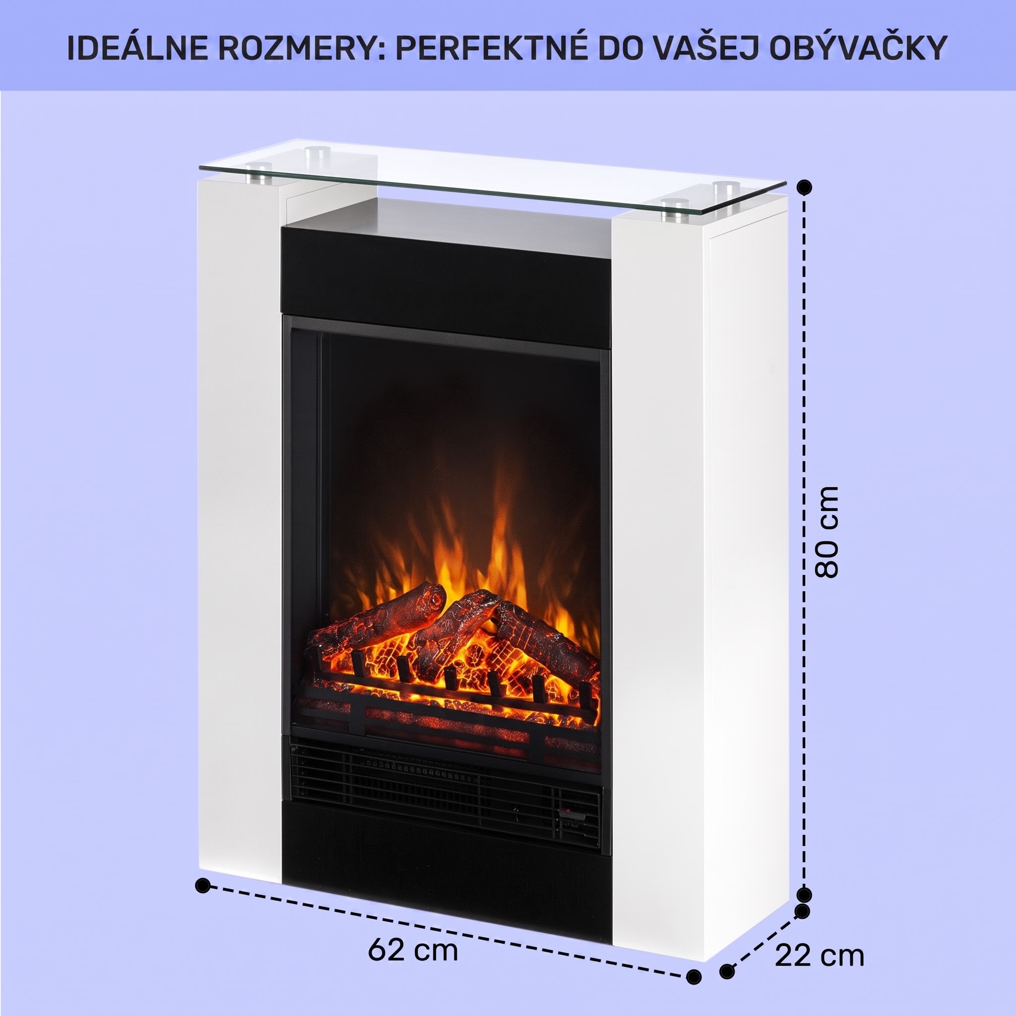Klarstein Studio-5, elektrický krb, teplovzdušný ventilátor, 900/1800 W, diaľkové ovládanie, biely – Obrázok 5