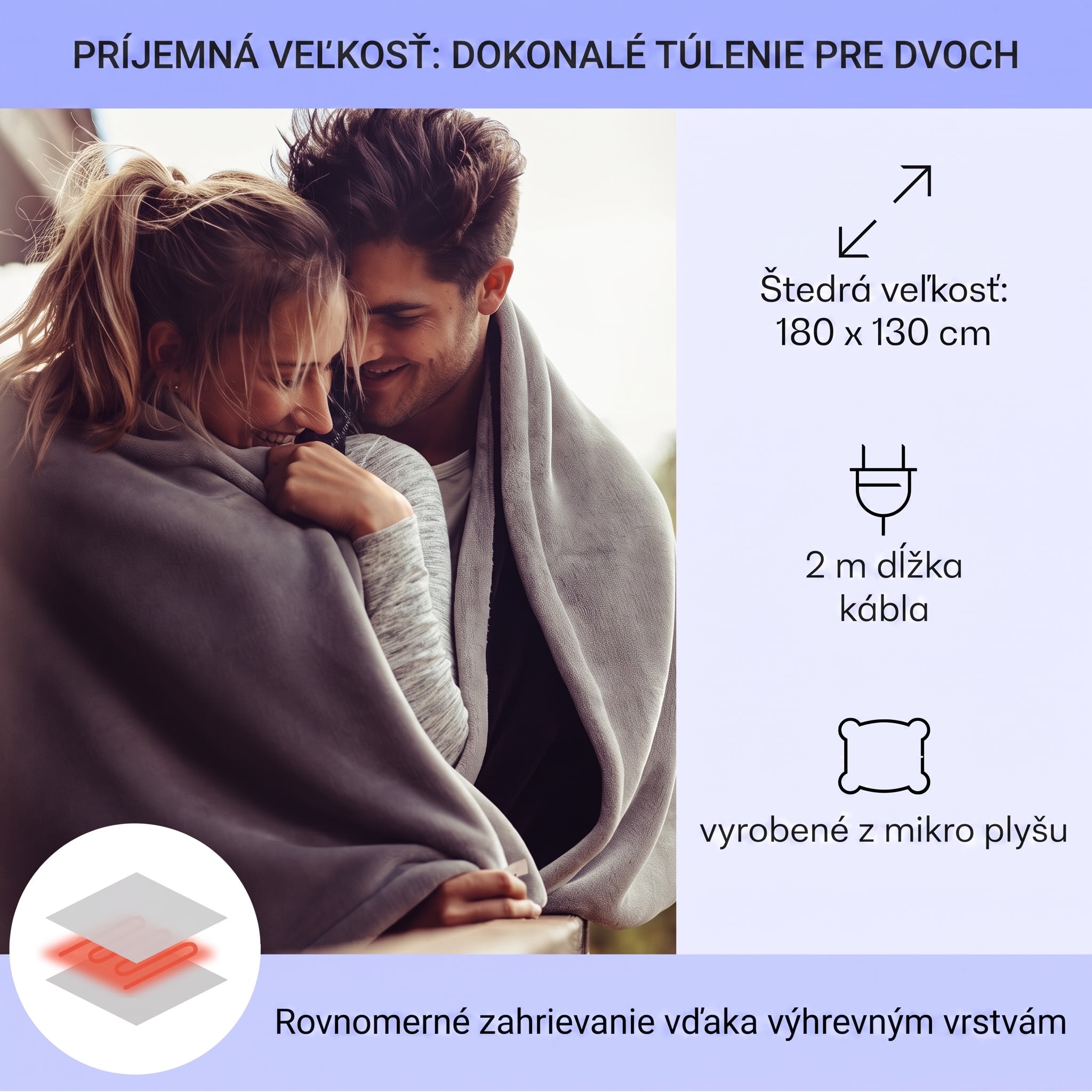 Klarstein Dr. Watson XL, vyhrievacia deka, 120 W, 180 x 130 cm, prateľná, mikroplyš, vínová – Obrázok 5