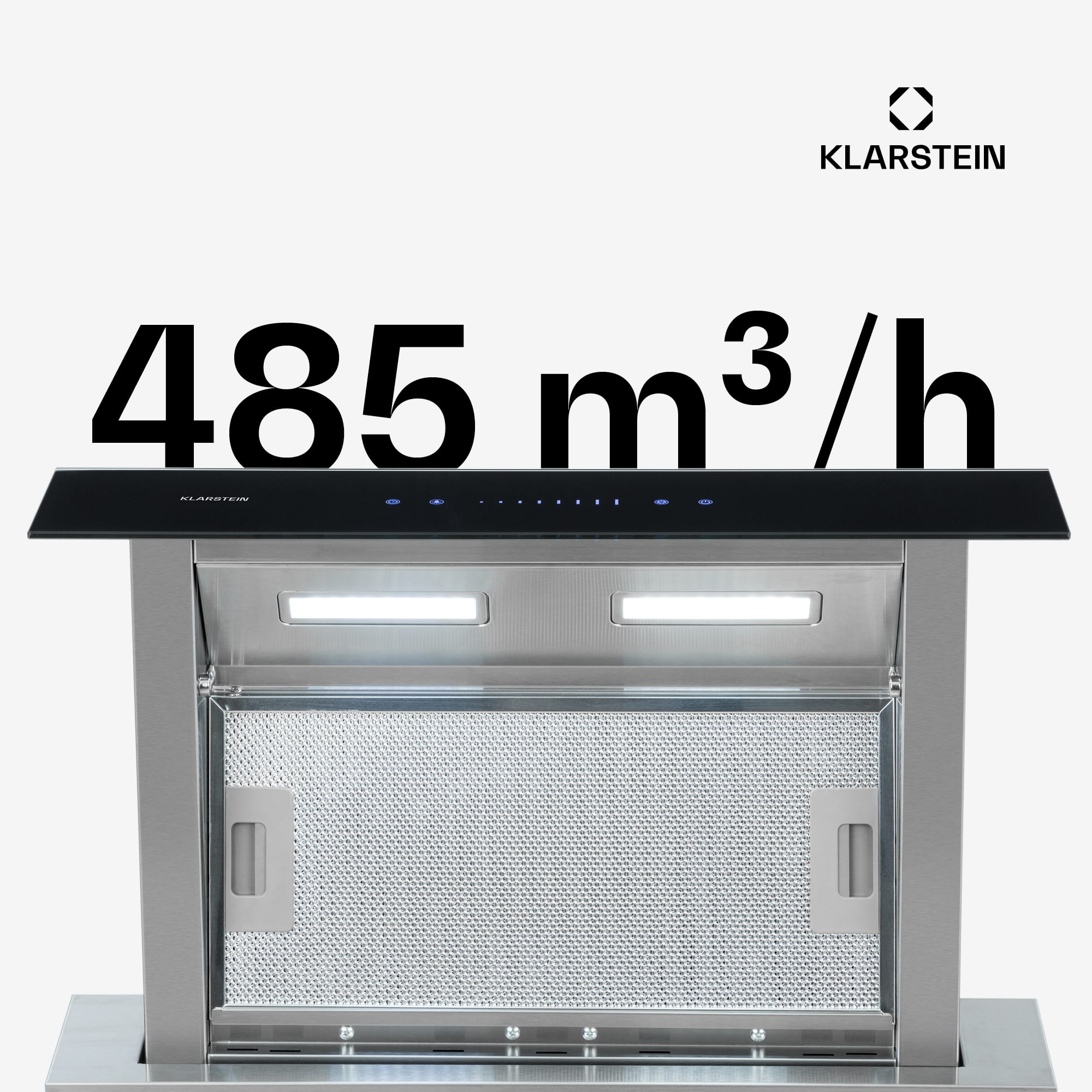 Klarstein Royal Flush Downdraft, digestor, 60 cm, výsuvný, 485 m³/h, nehrdzavejúca oceľ, čierny – Obrázok 2
