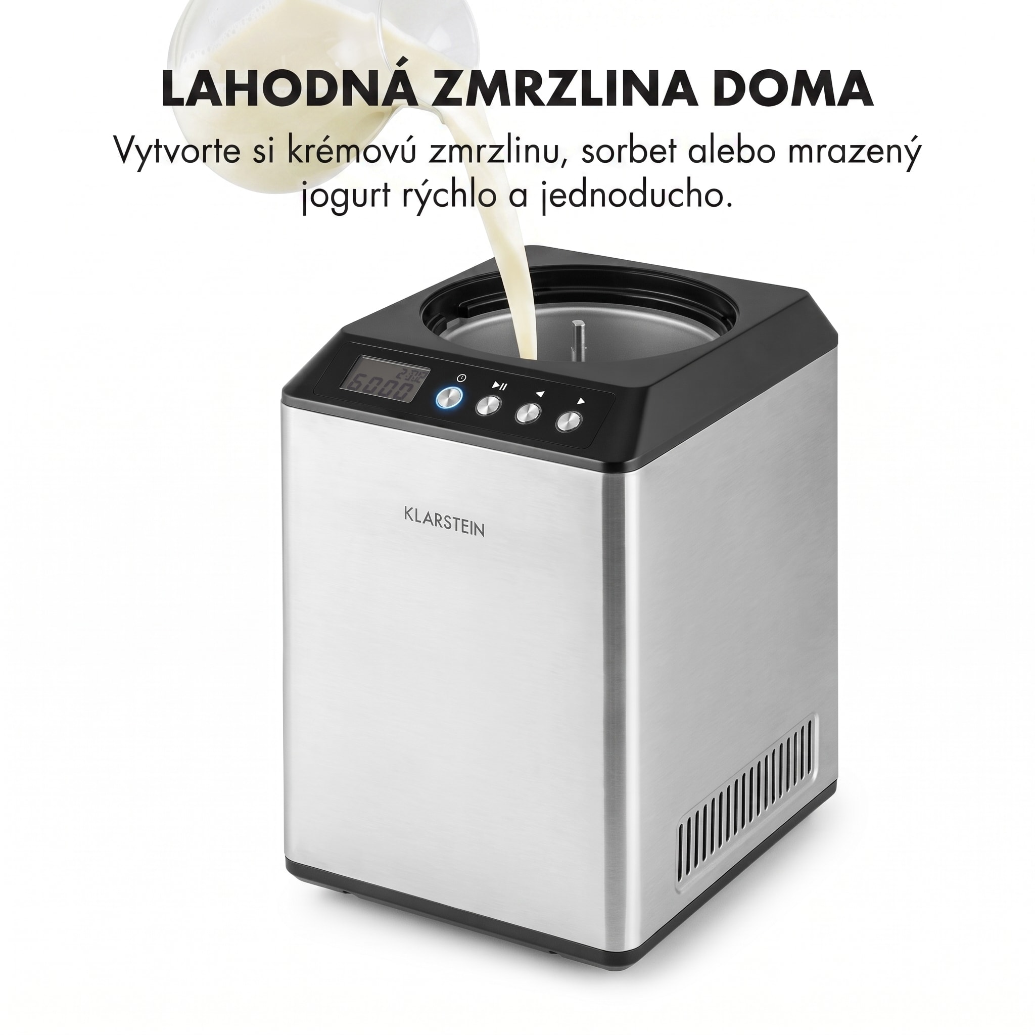 Klarstein Vanilly Sky Family, zmrzlinovač, výrobník zmrzliny a mrazeného jogurtu, 250 W, 2,5 l, strieborný – Obrázok 5
