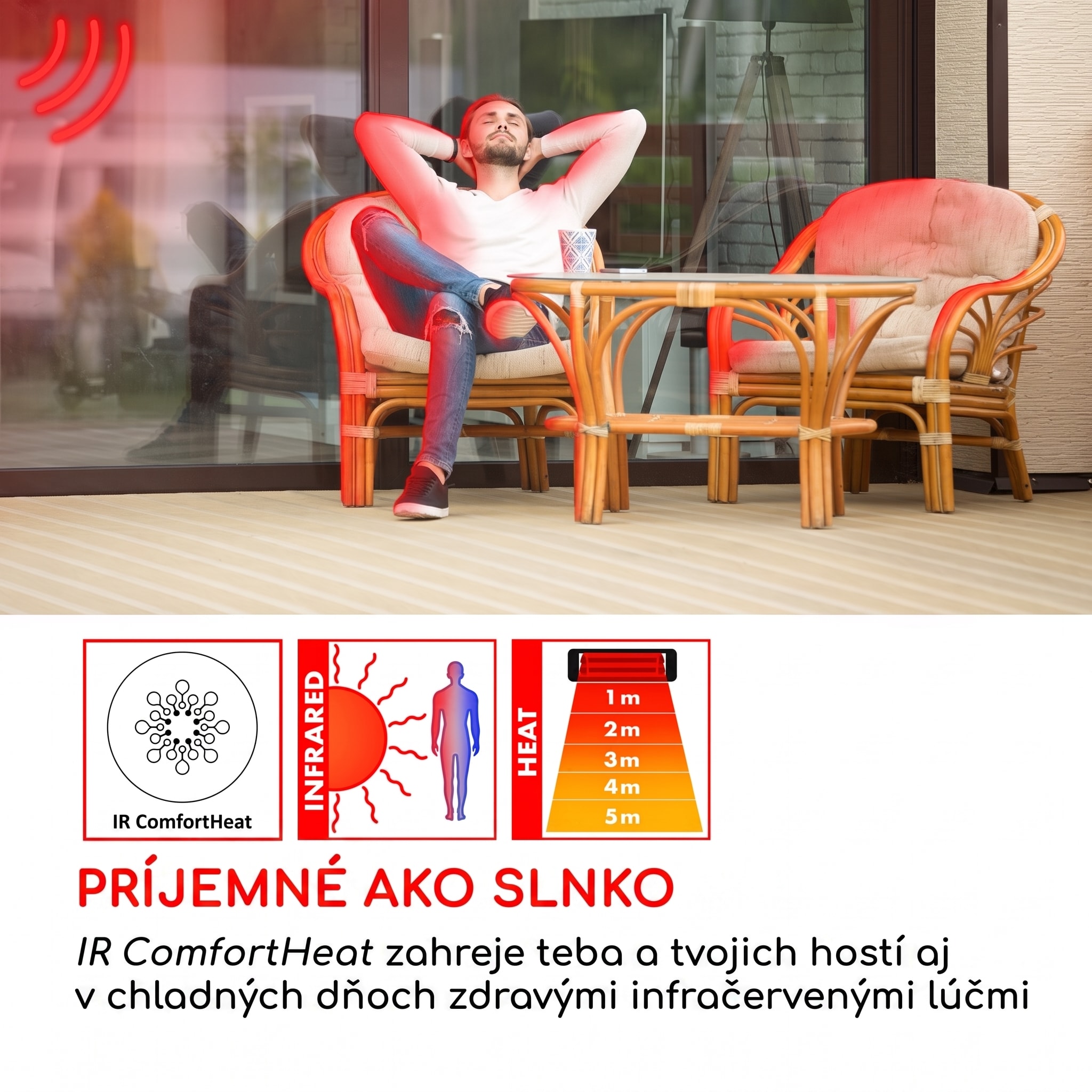 Blumfeldt Primal Heat 65, ohrievač, bistro stôl, 1200 W, uhlíkové IR výhrevné teleso, LED, 65 cm, sklo – Obrázok 2