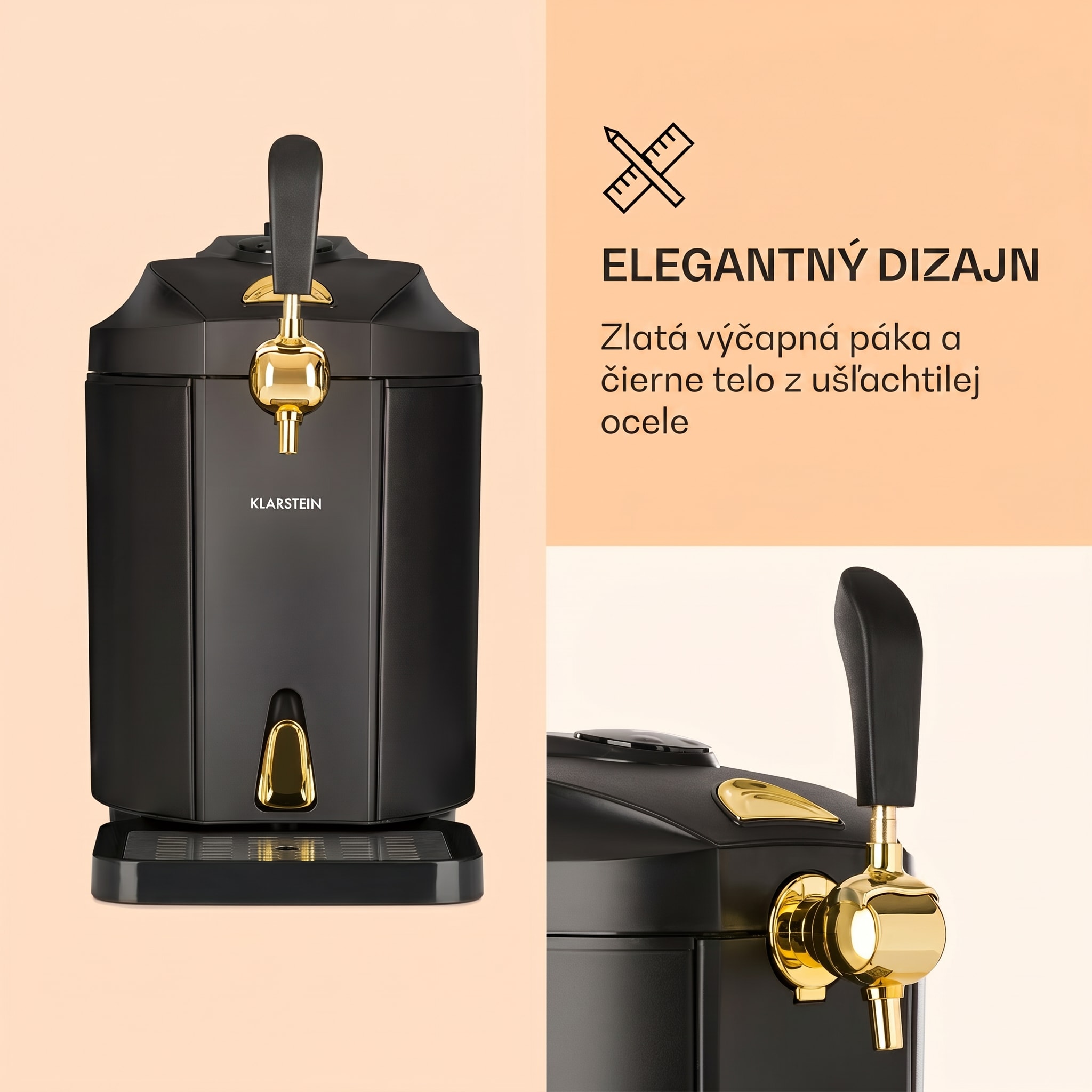 Klarstein Skal, výčapné zariadenie, chladenie piva, 5 l súdok, CO2, nehrdzavejúca oceľ, čierne – Obrázok 3