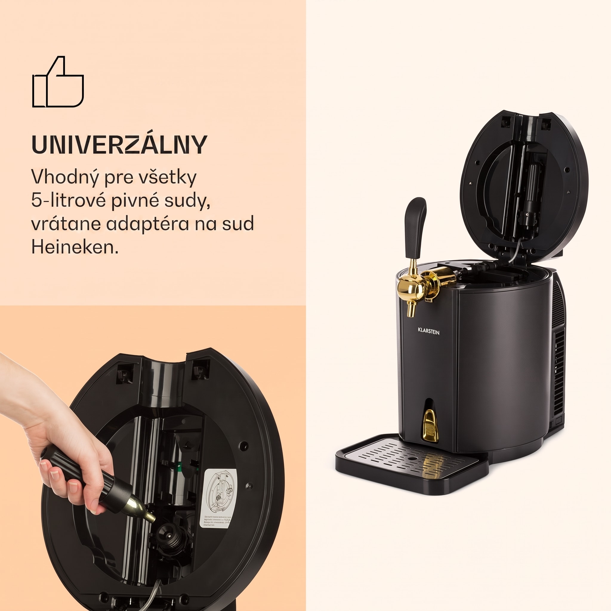 Klarstein Skal, výčapné zariadenie, chladenie piva, 5 l súdok, CO2, nehrdzavejúca oceľ, čierne – Obrázok 4