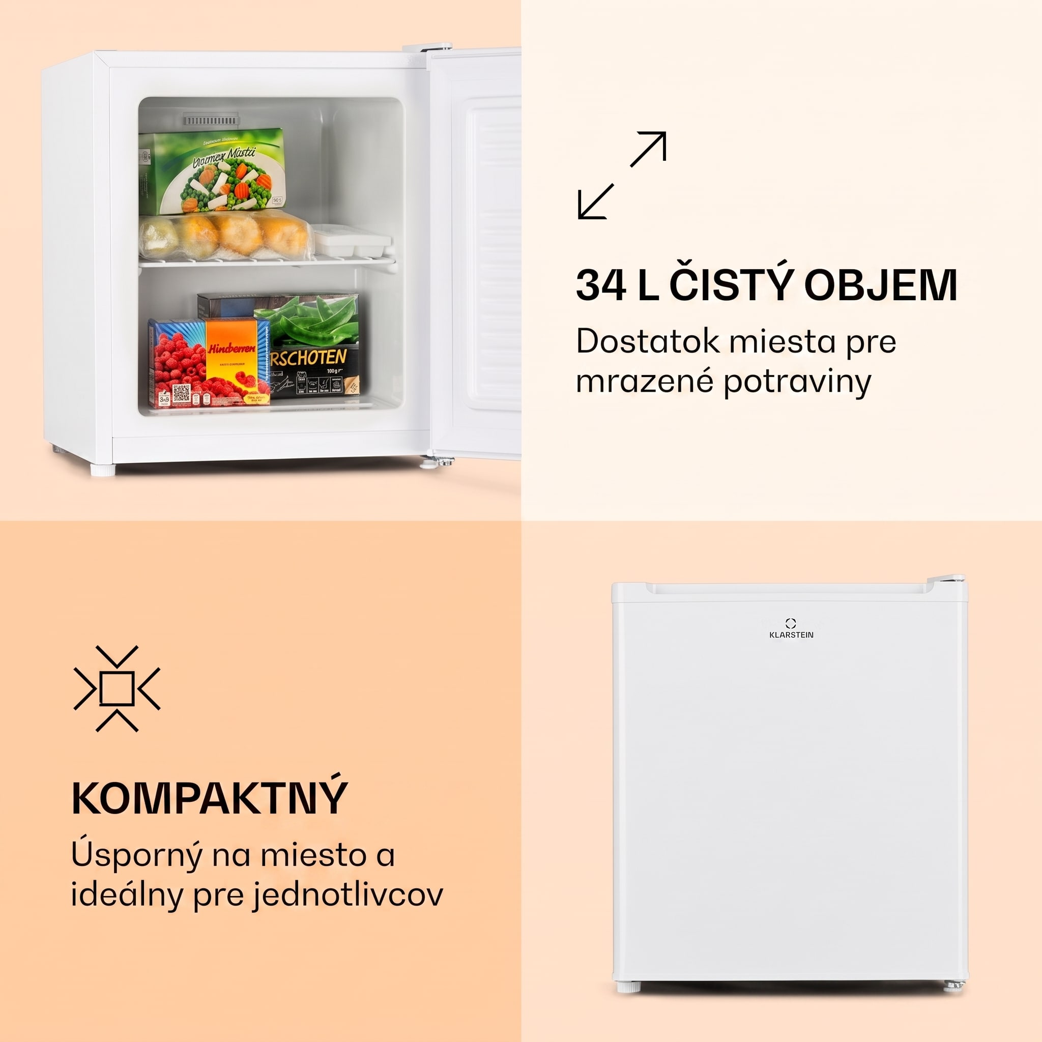 Klarstein Garfield Eco E, mraznička, 33 l, 4 hviezdičky, kompaktná, biela – Obrázok 4
